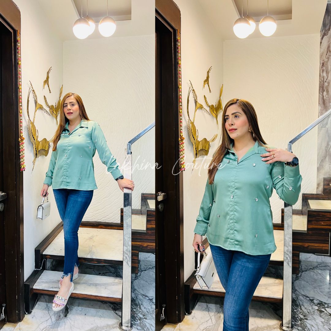 Sage Green Satin Shirt