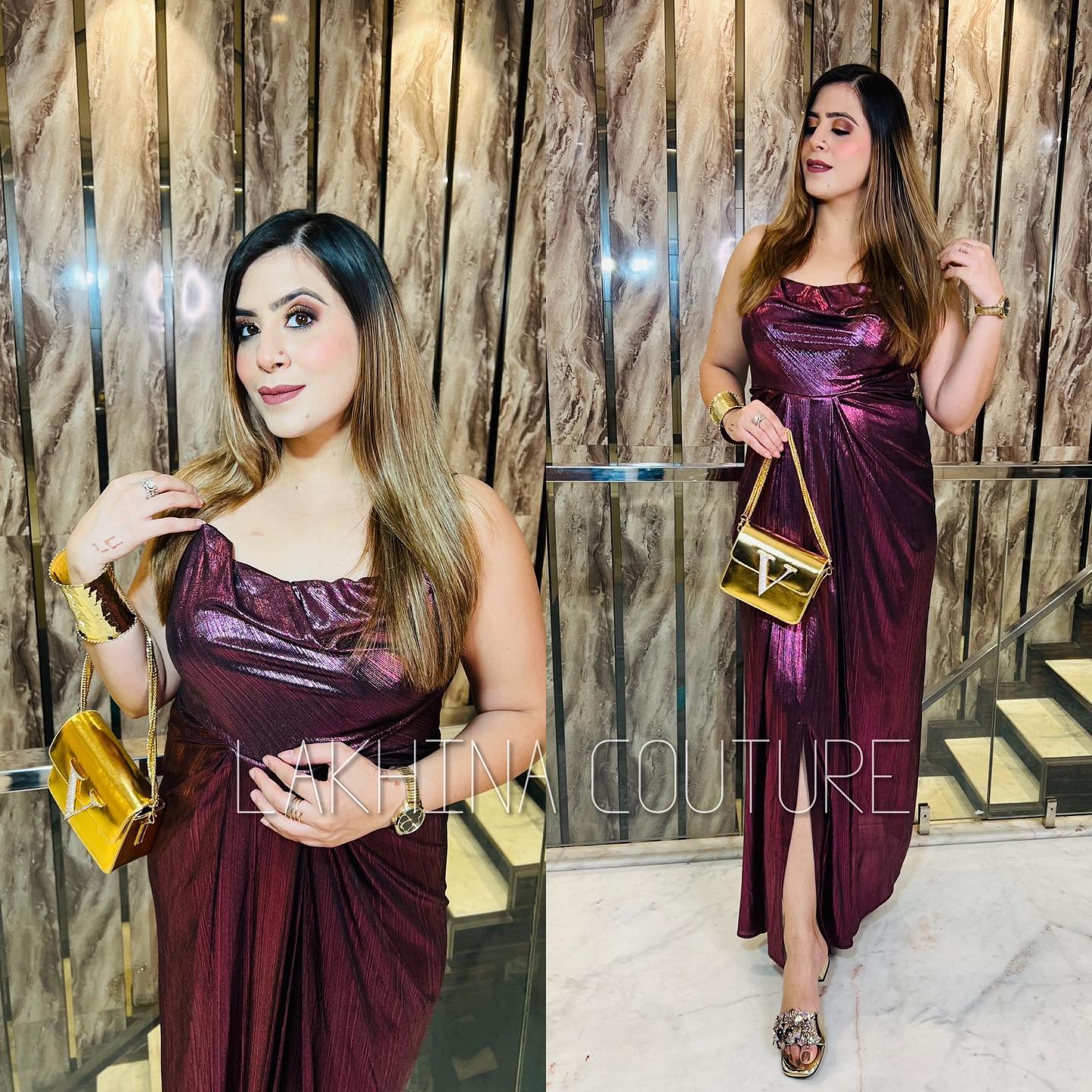 Wine Metallic Drape