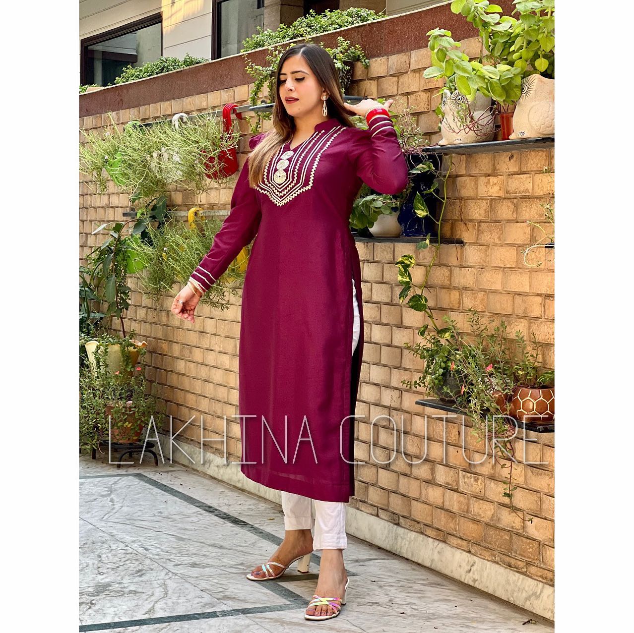 Wine Silk Kurti