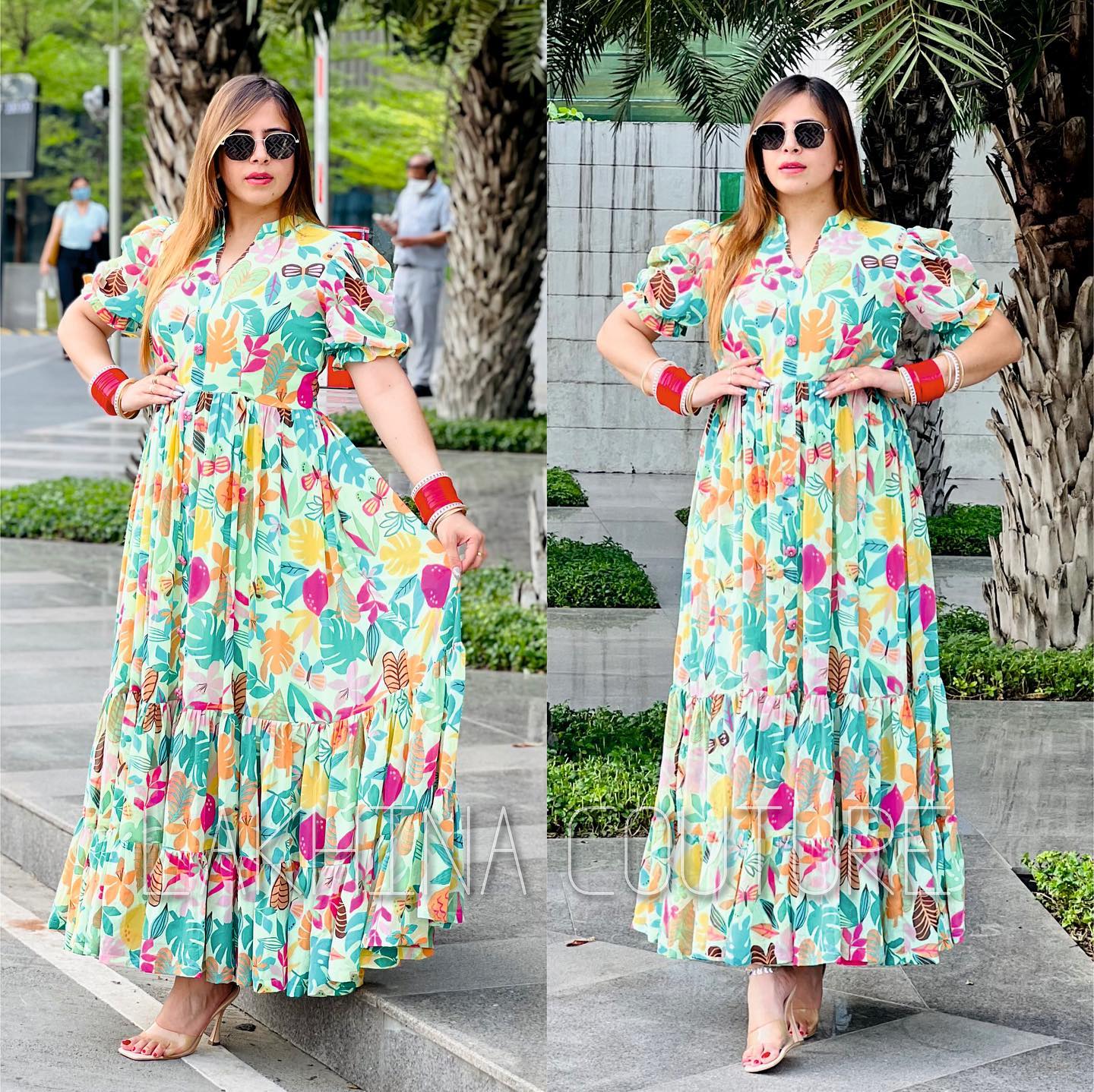 Mint Green Printed Maxi