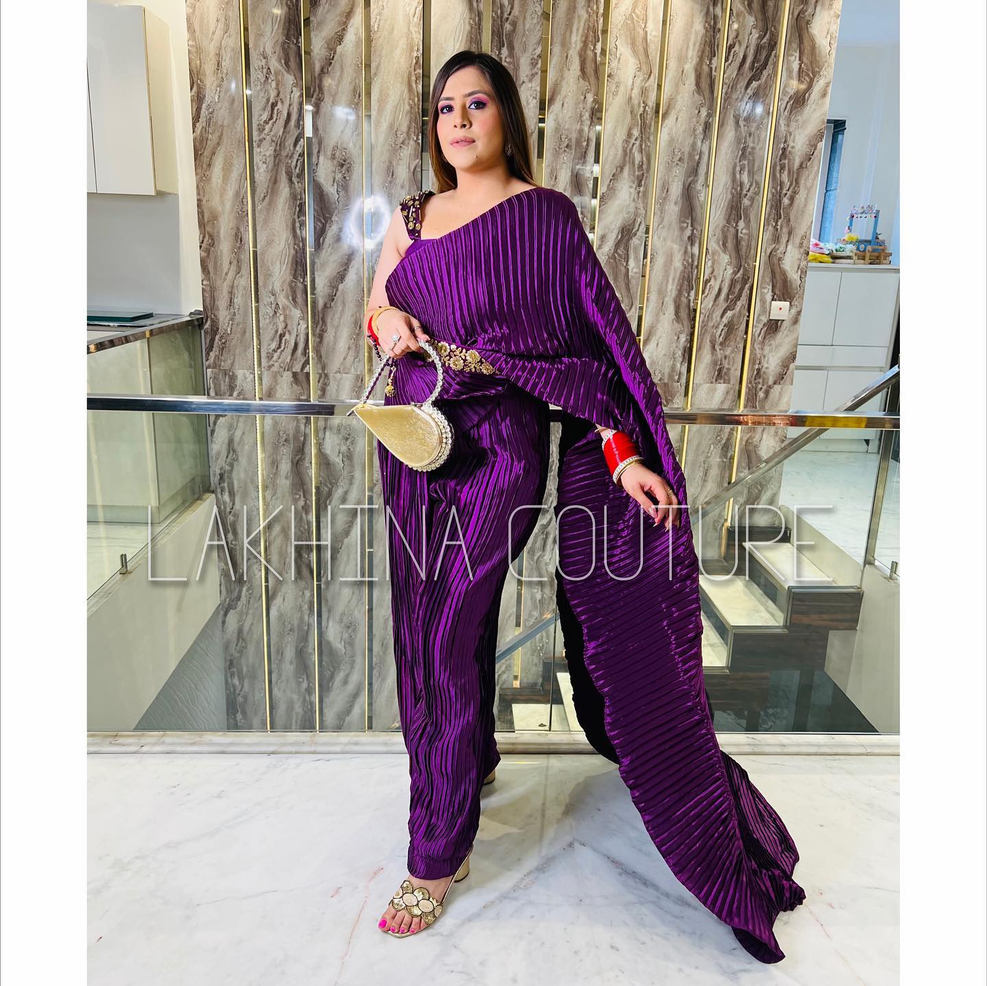 Purple Palazzo Saree