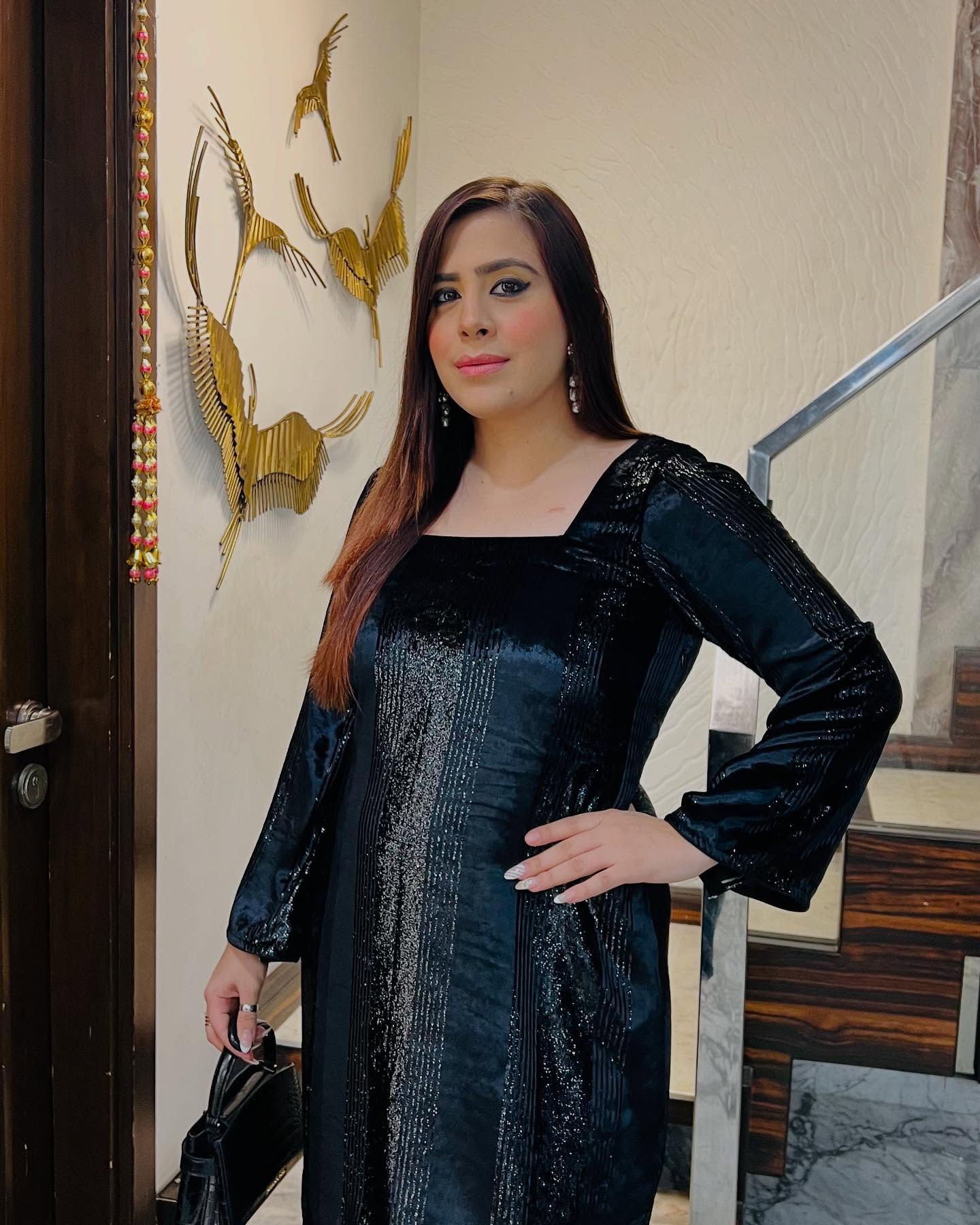 Black Foil Velvet Dress