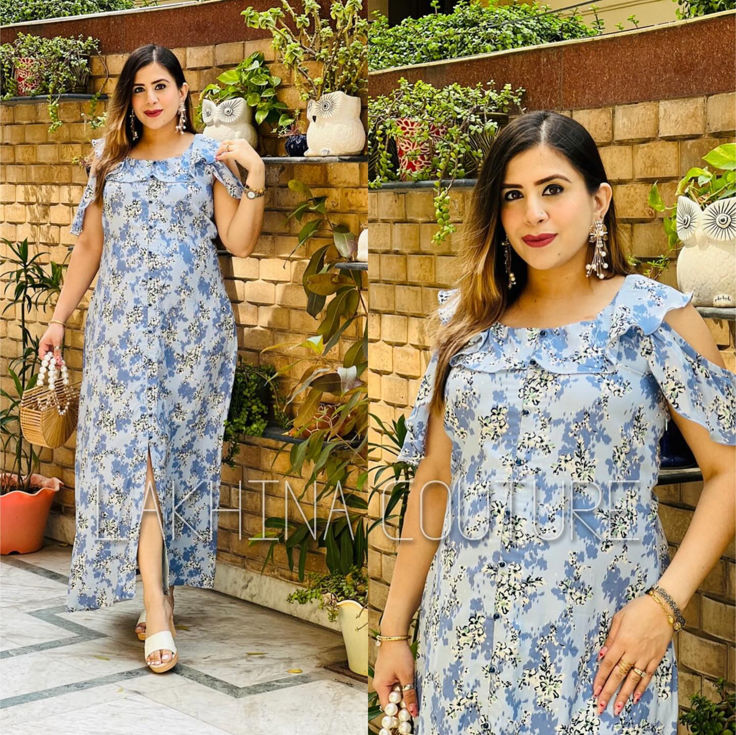 Sky Blue Cotton Maxi Dress