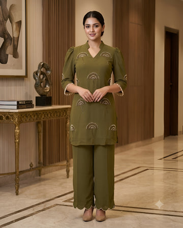 Mehendi Green Daffodil Co-ord