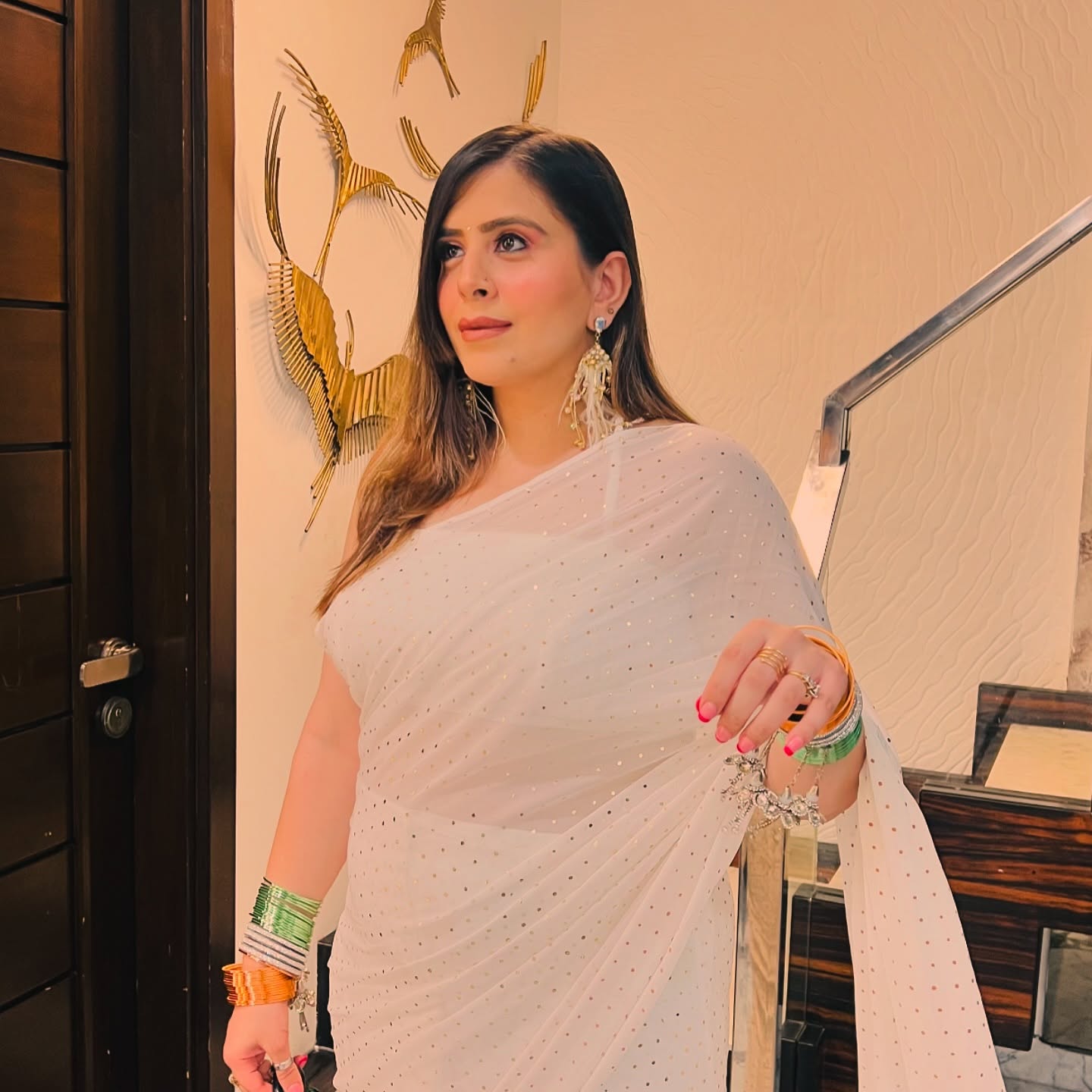 Chandni White Saree