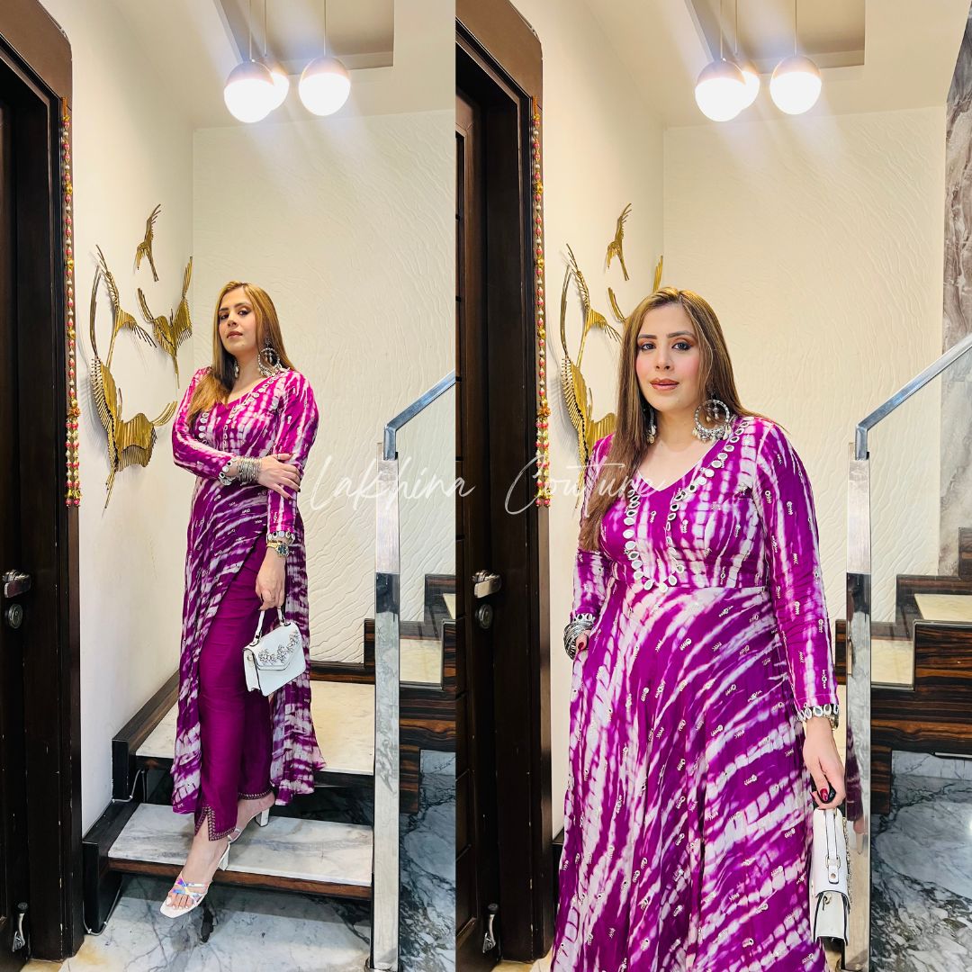 Violet Shibori Suit With FREE Bag