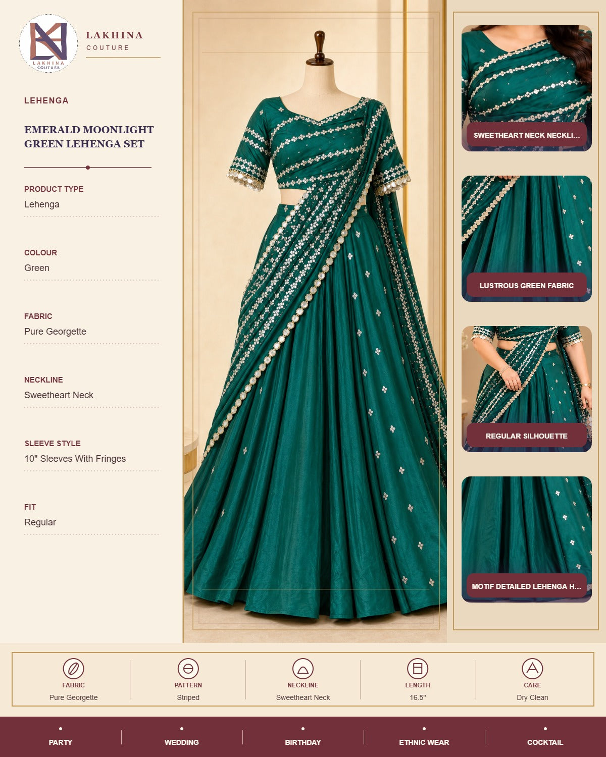 Emerald Moonlight Green Lehenga Set