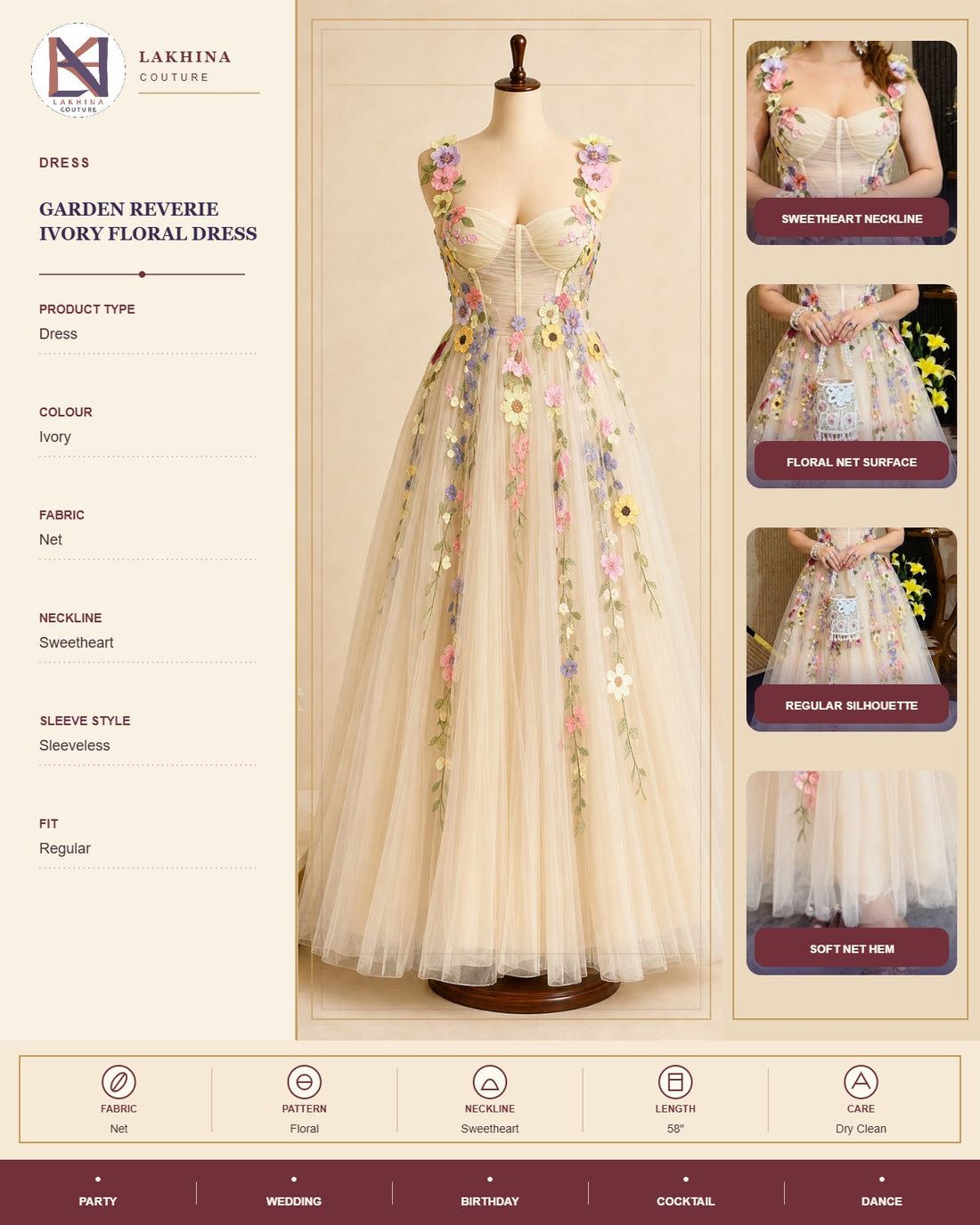 Garden Reverie Ivory Floral Dress
