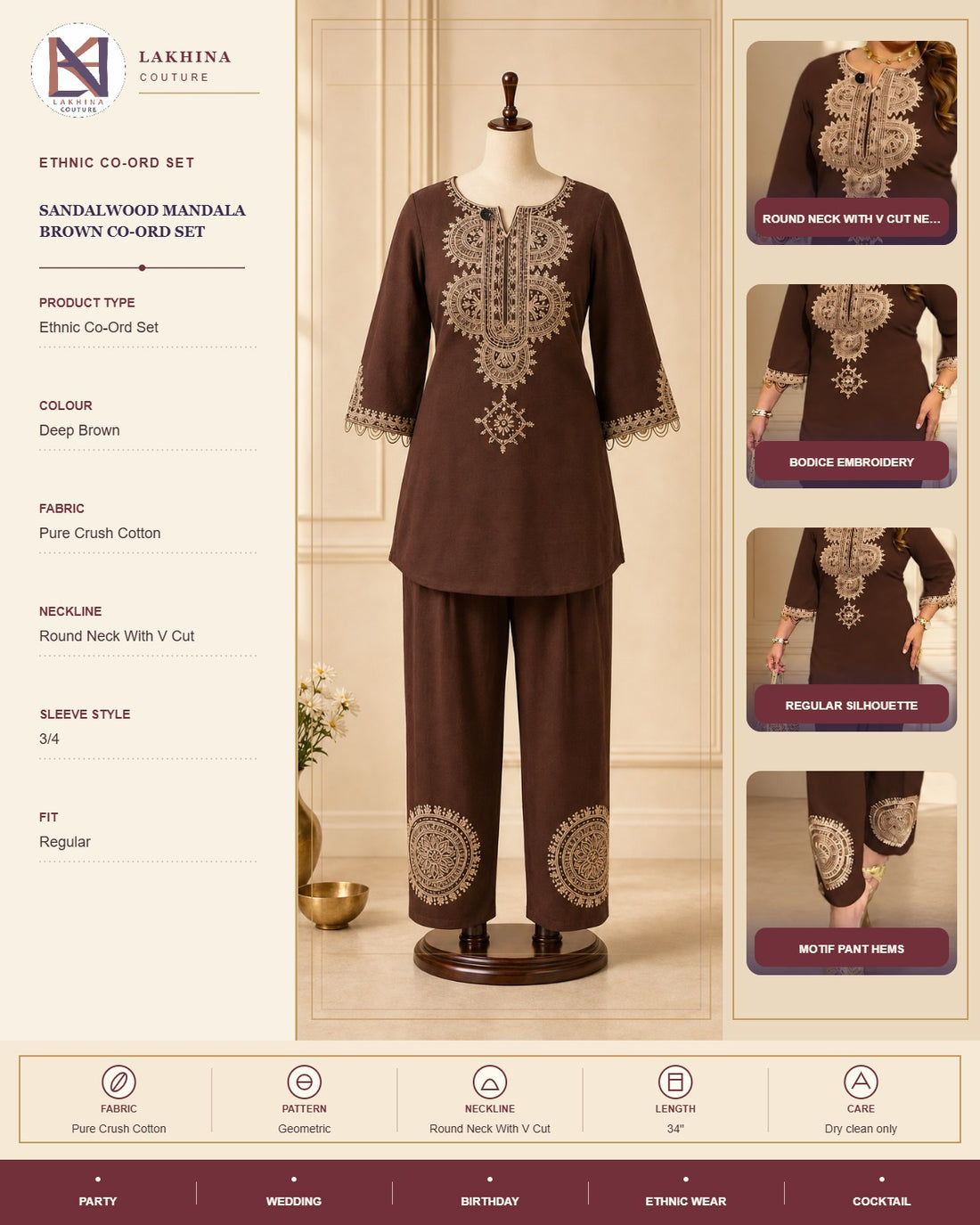 Sandalwood Mandala Brown Co-Ord Set