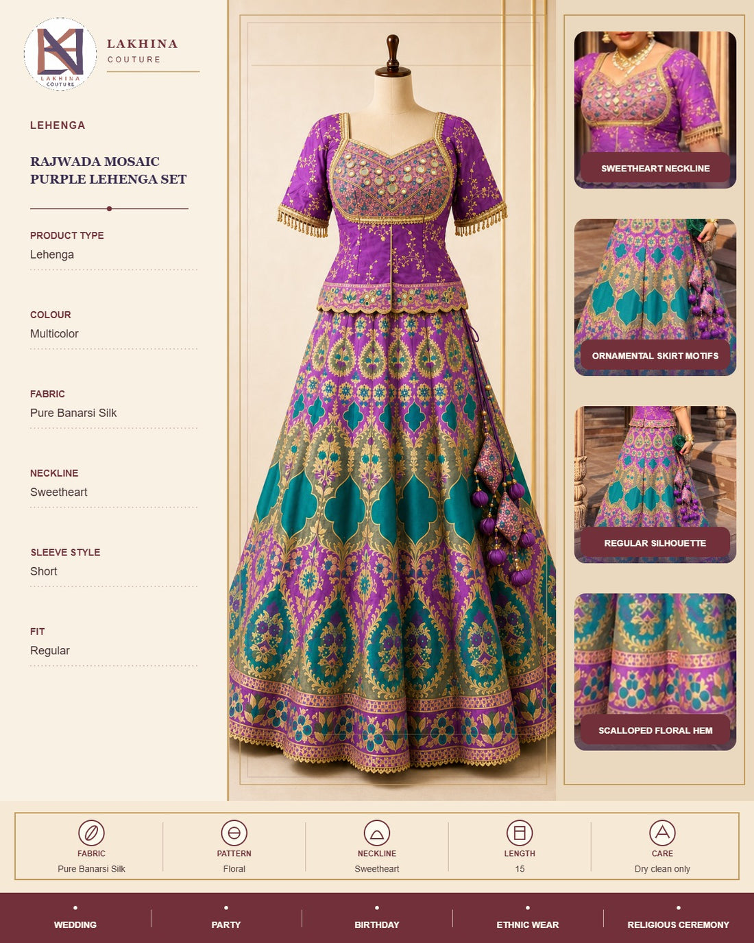 Rajwada Mosaic Purple Lehenga Set