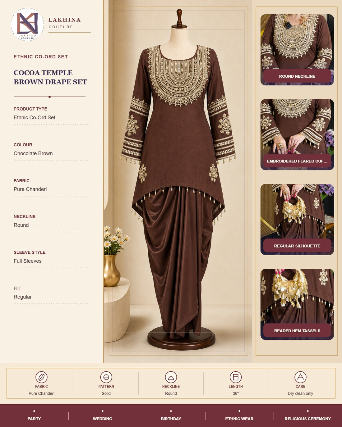 Cocoa Temple Brown Drape Set