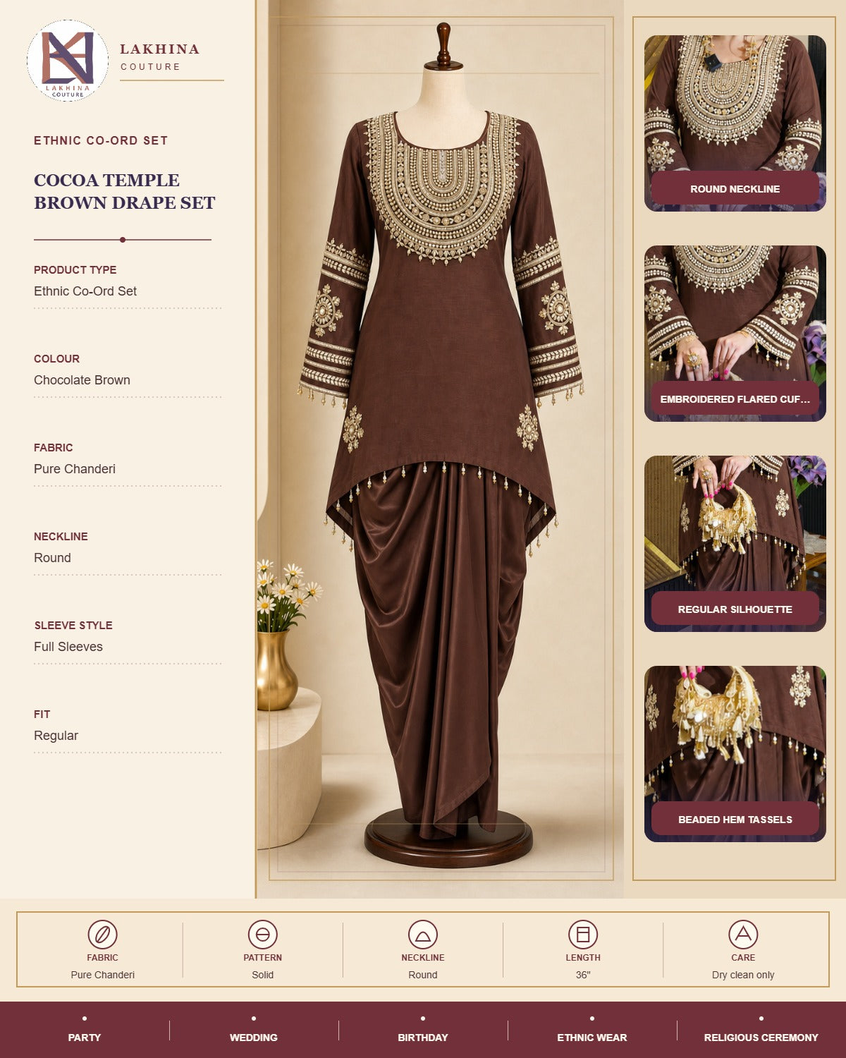 Cocoa Temple Brown Drape Set