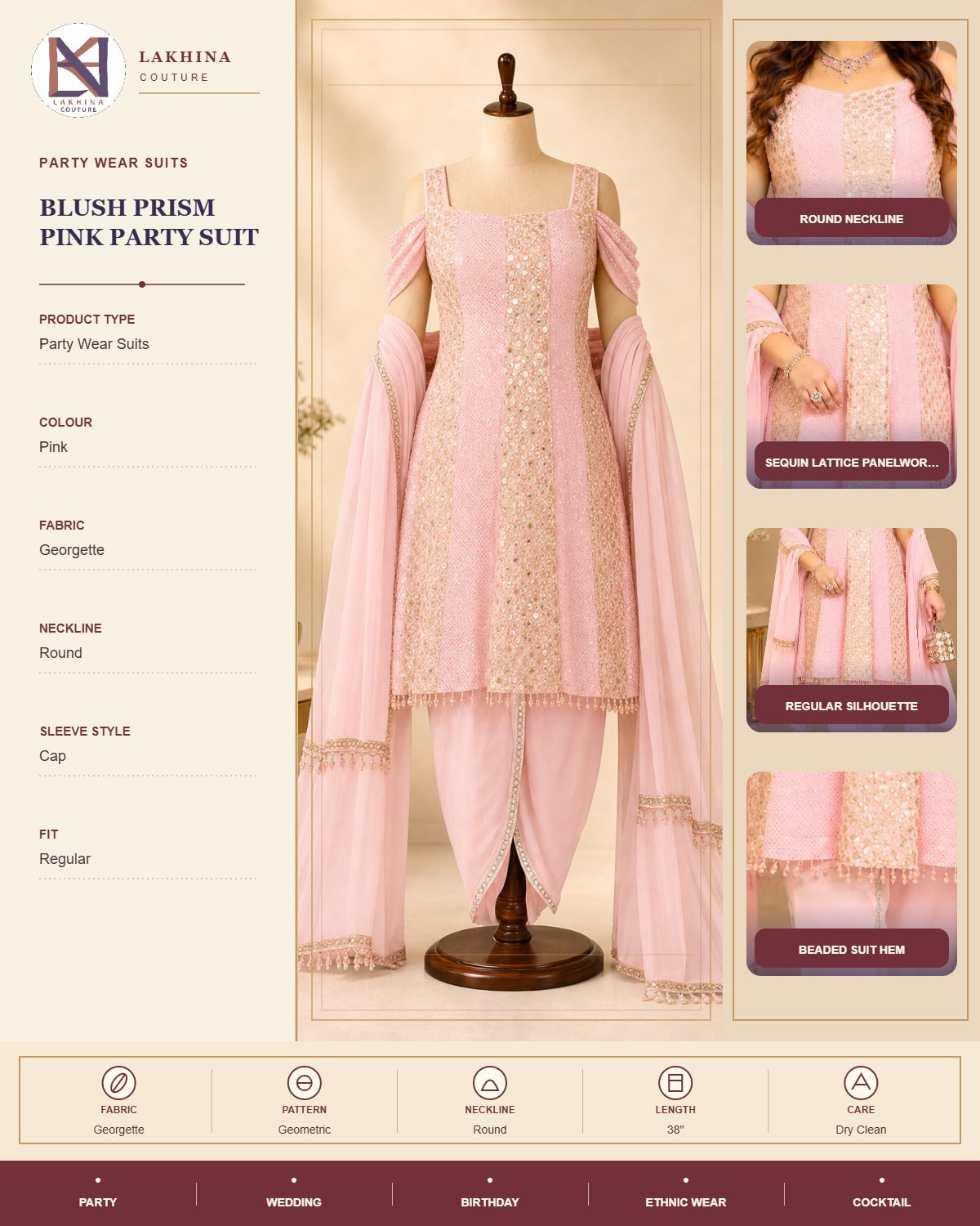 Blush Prism Pink Party Suit
