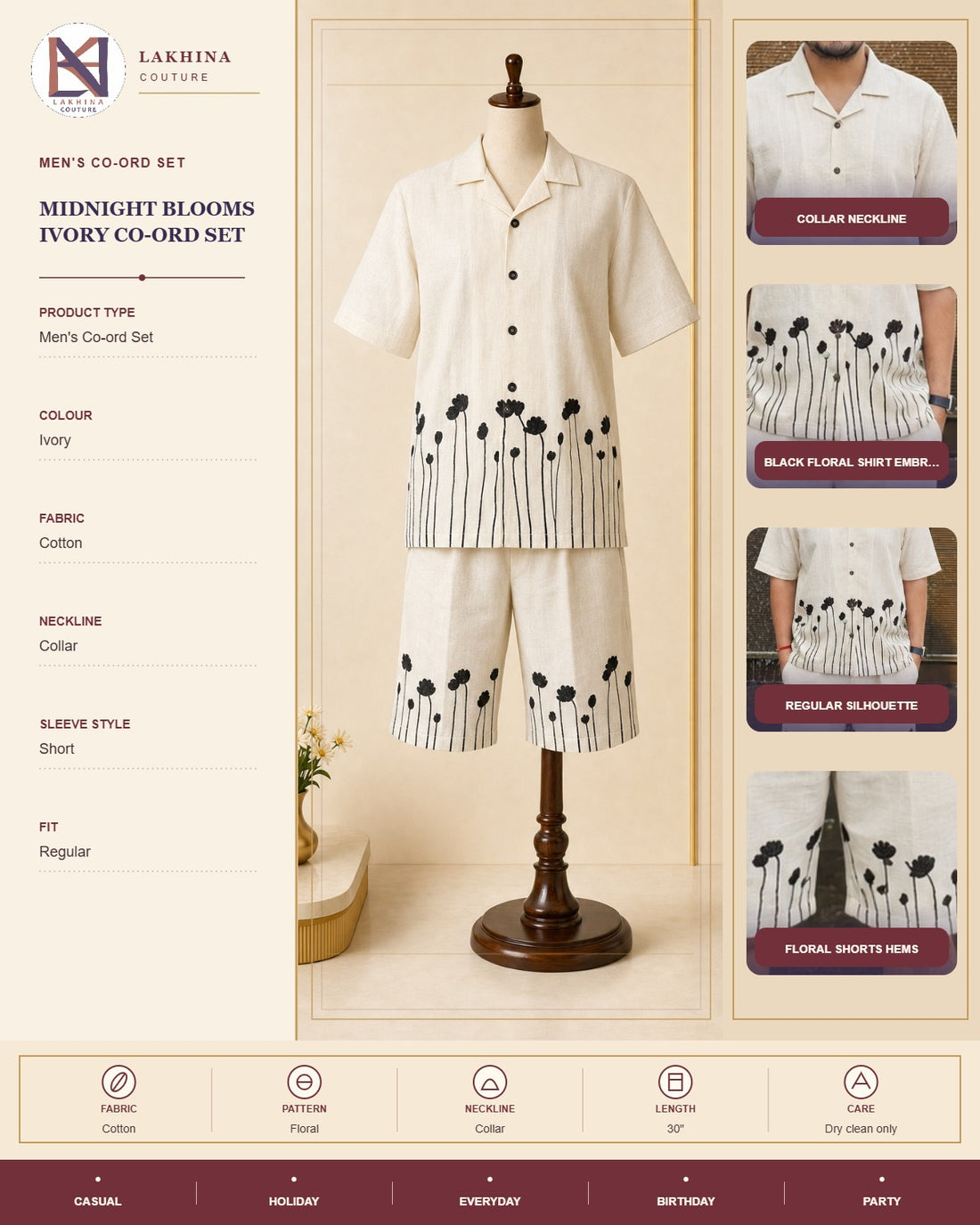 Midnight Blooms Ivory Co-Ord Set