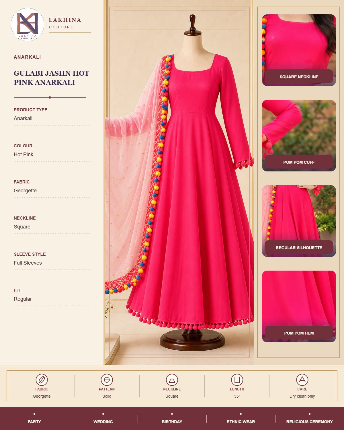Gulabi Jashn Hot Pink Anarkali