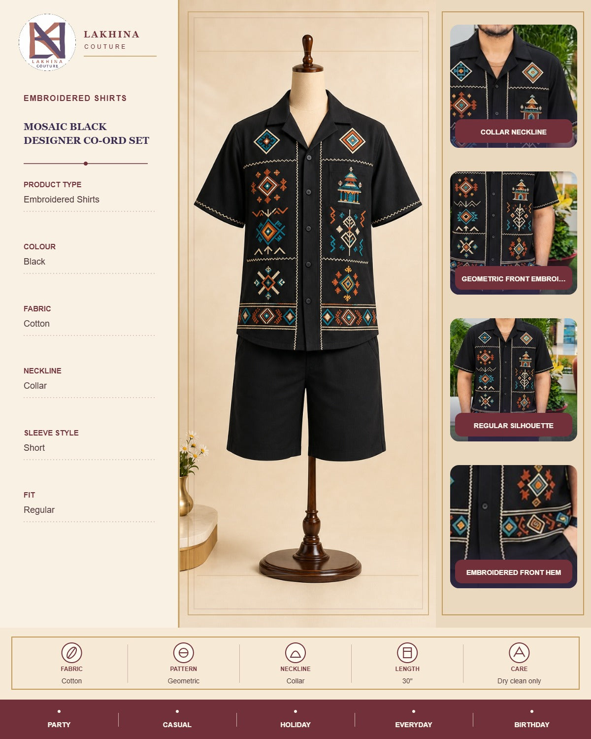 Mosaic Black Designer Co-ord Set