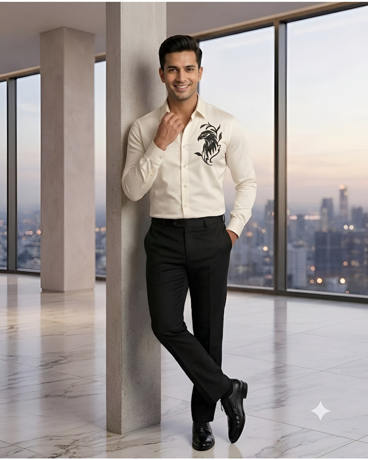 Ivory Falcon Embroidered Shirt