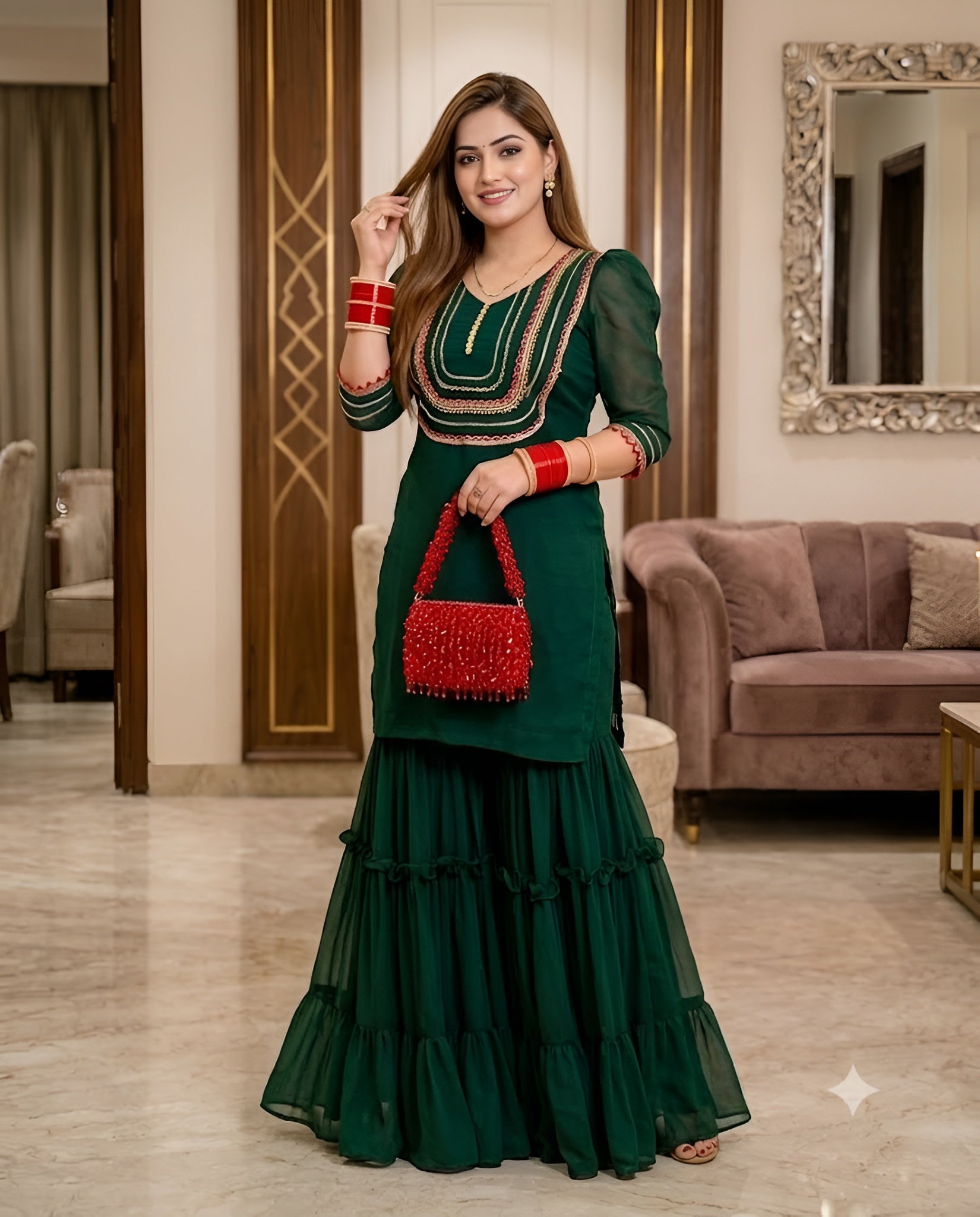 Green Garara Suit