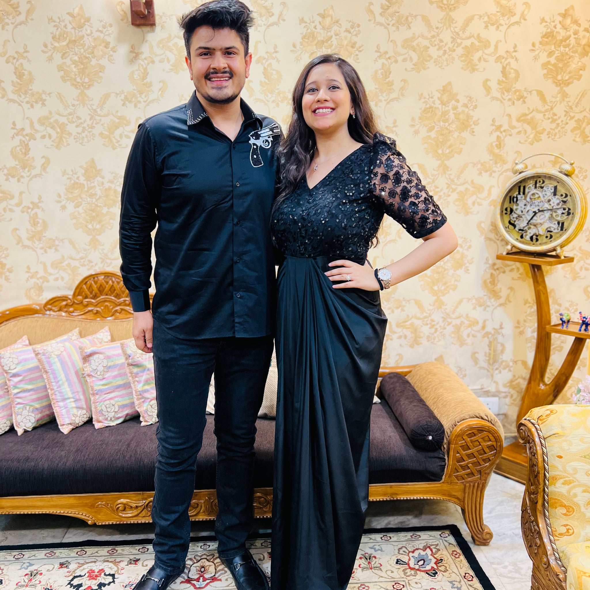 Menswear Black Embroidered Pistol Shirt