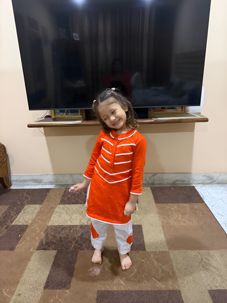 Sunlit Charm Orange Kurta Set