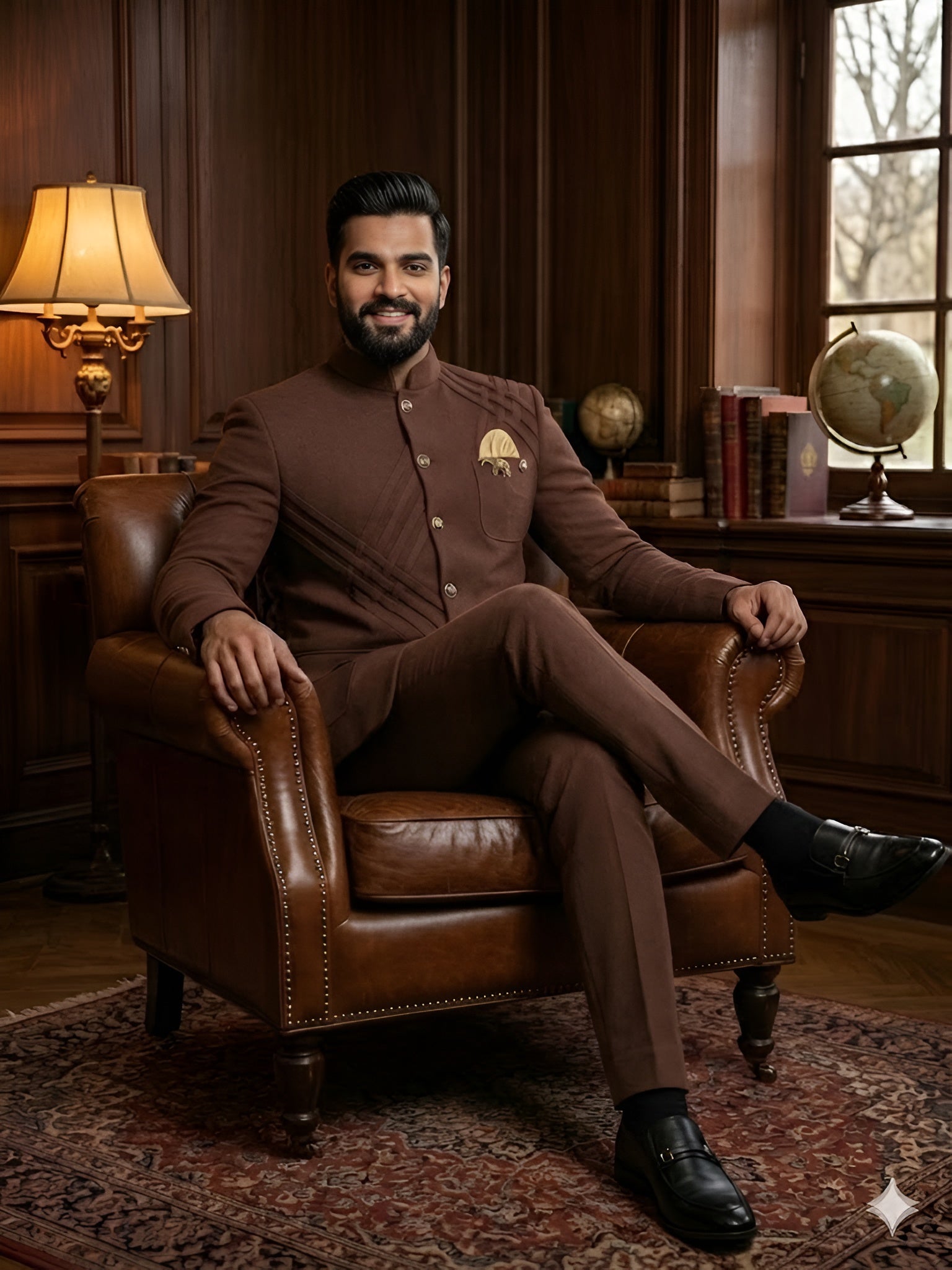 Brown Royal Bandhgala Suit Set