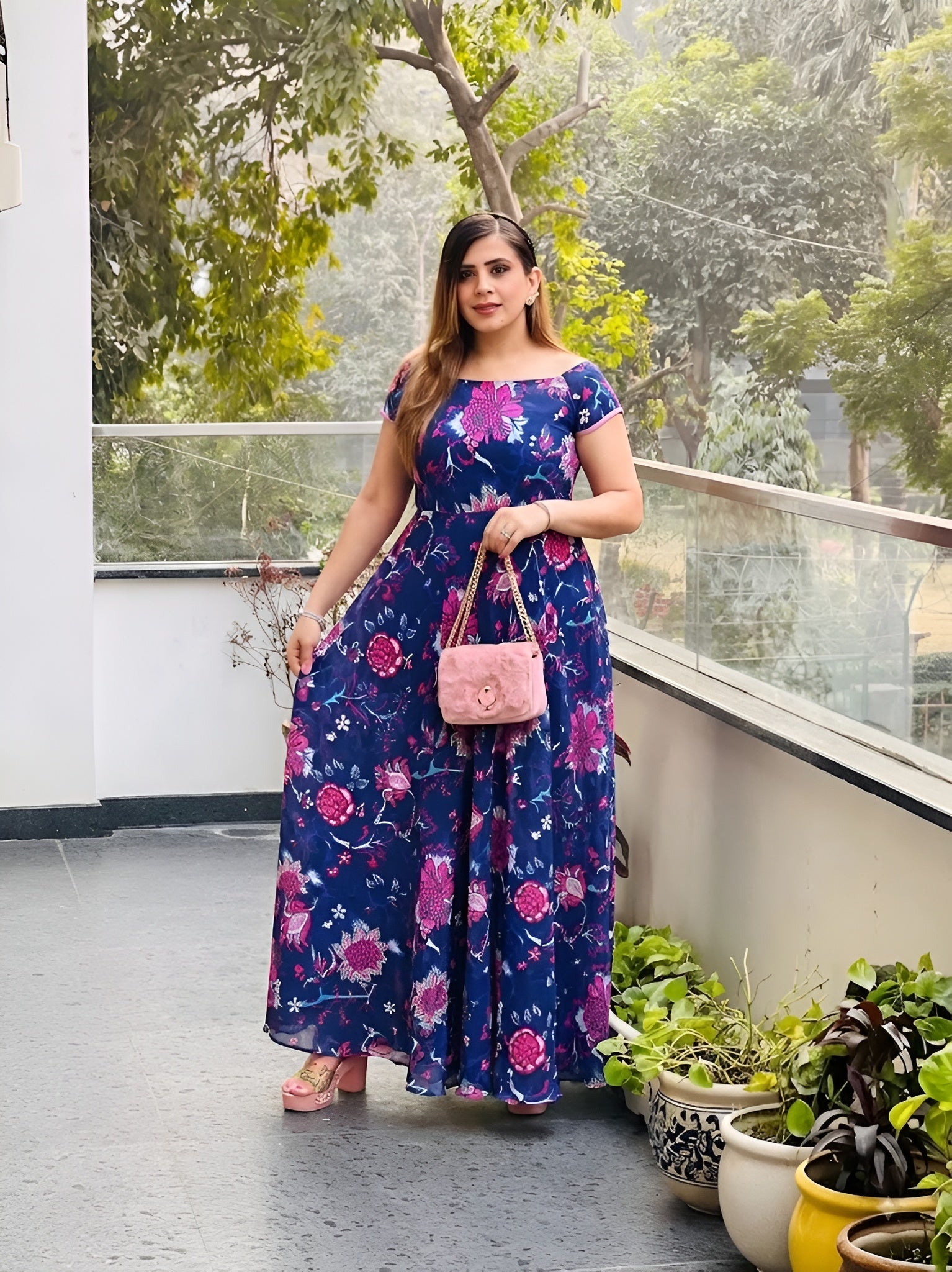 Navy Blue Paisley Maxi