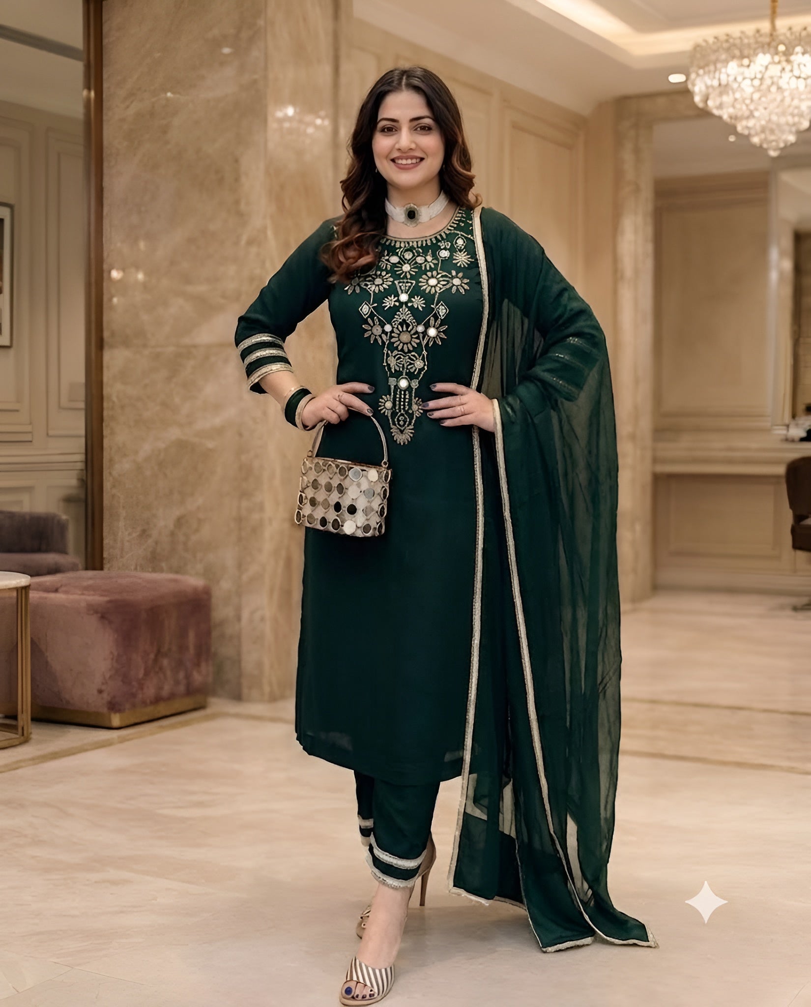 Green Emerald  Mirror Suit