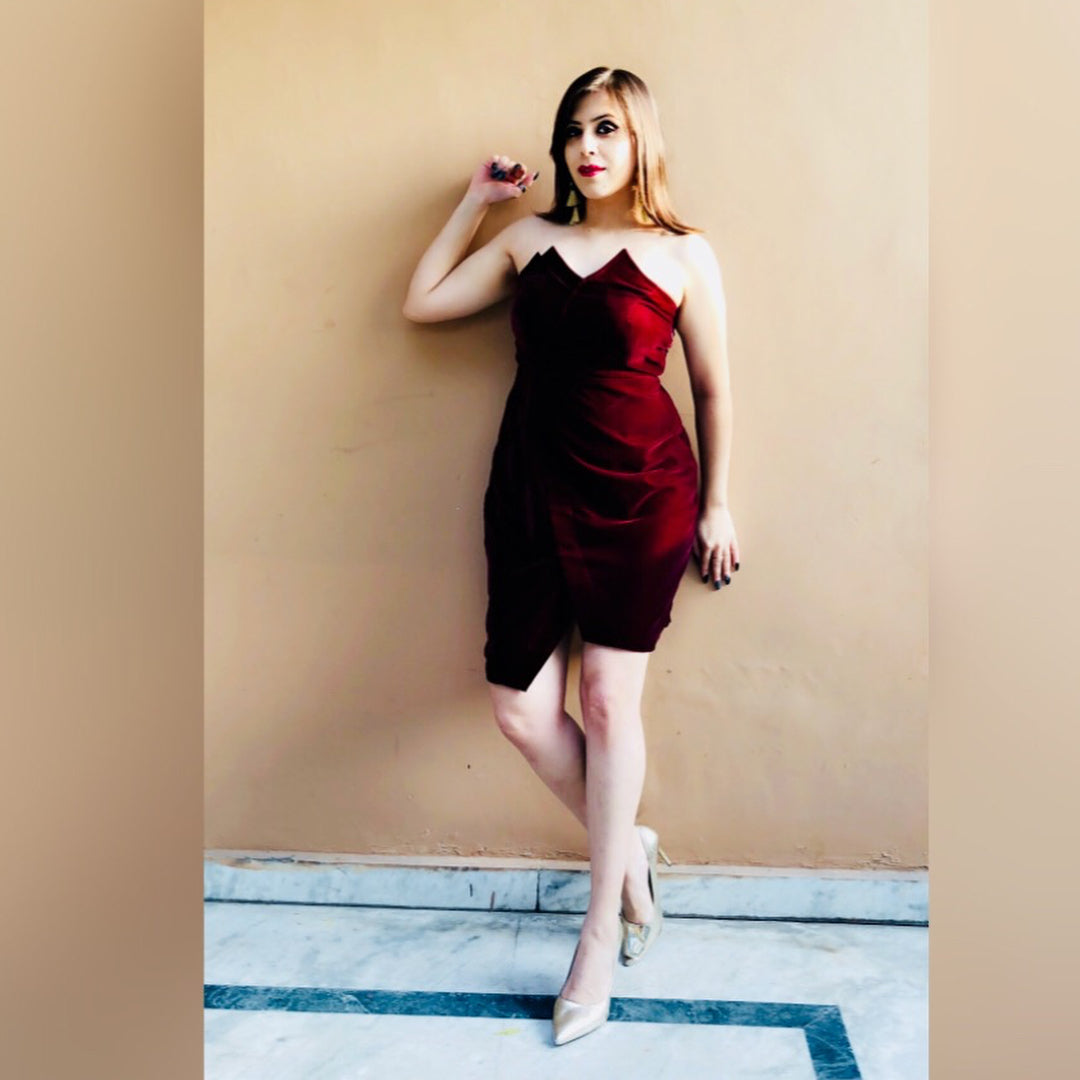 Wine Velvet Tube Dress