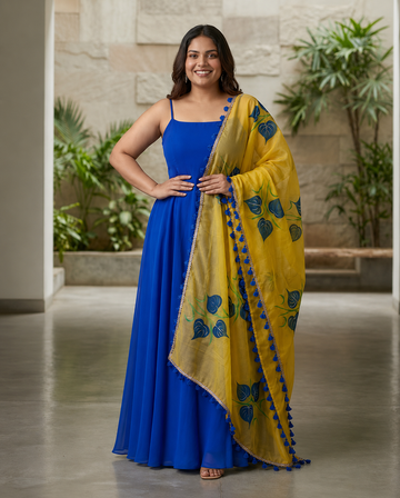 Blue & Yellow Anarkali
