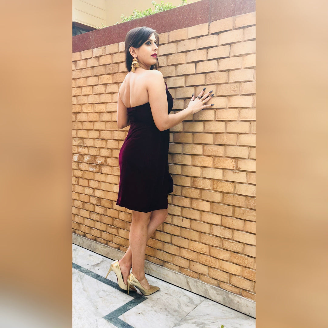 Wine Velvet Tube Dress