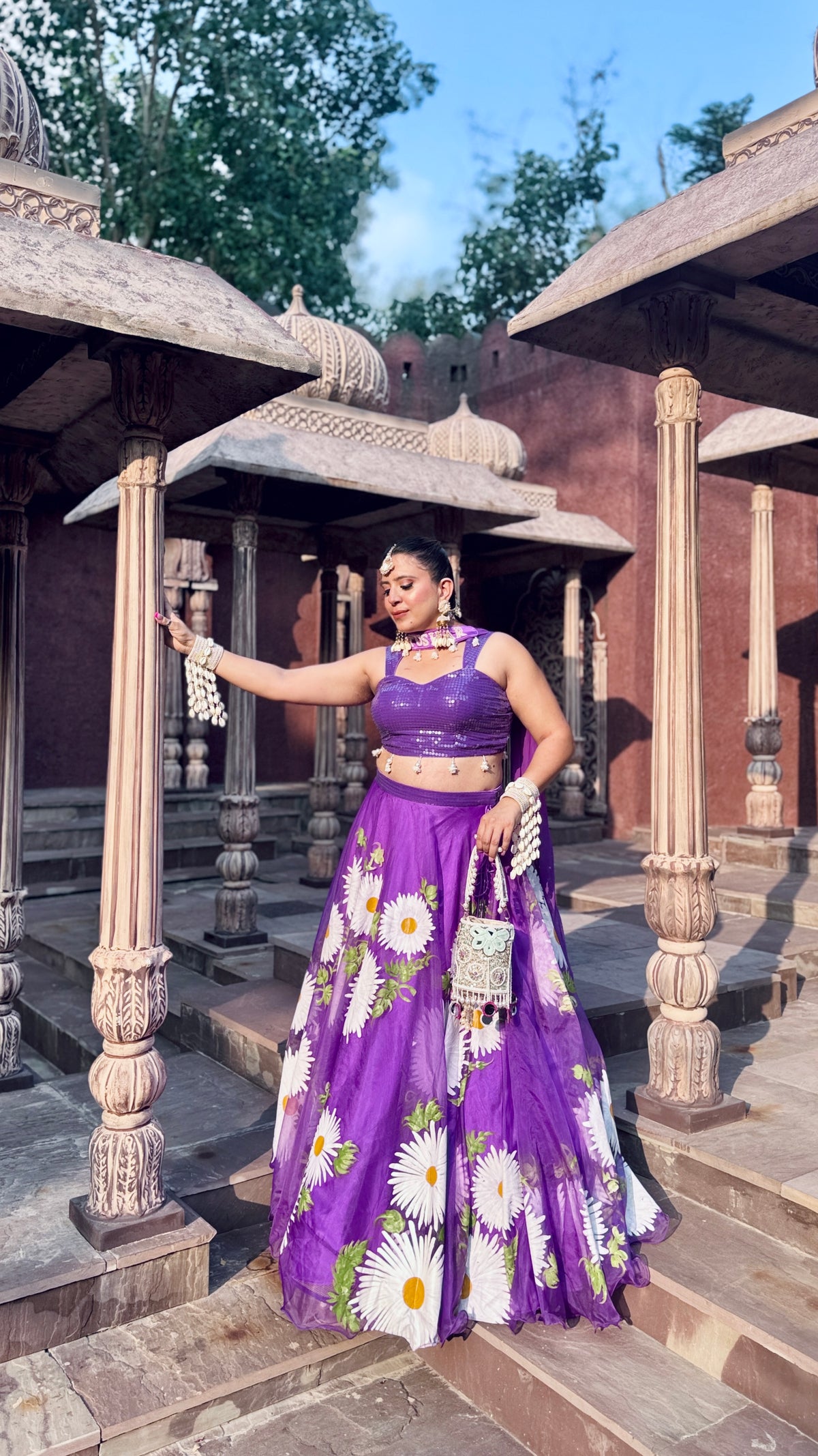 Daisy Reverie Purple Chiffon Lehenga