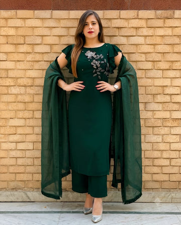 Green Bloom Kurta Set