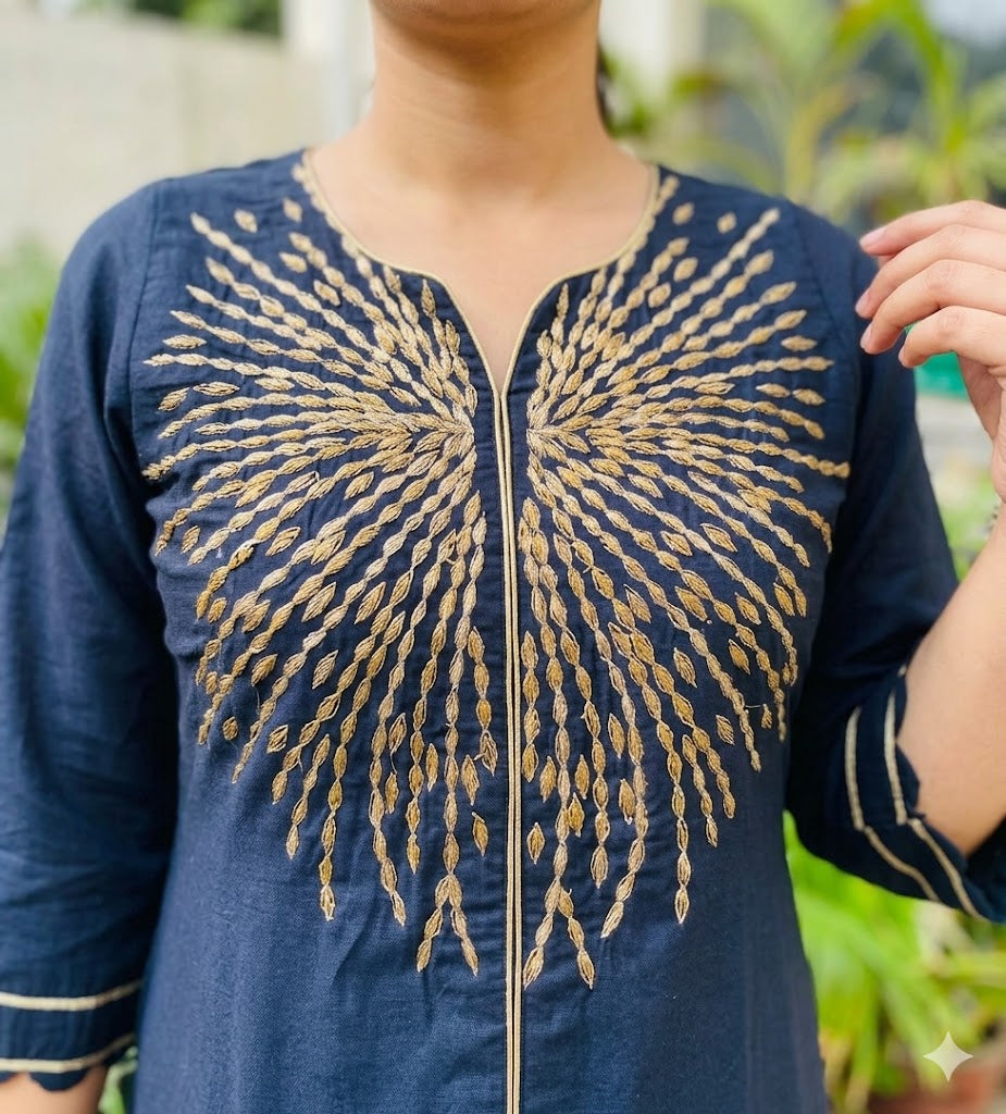 Navy Blue Suit With Dupatta