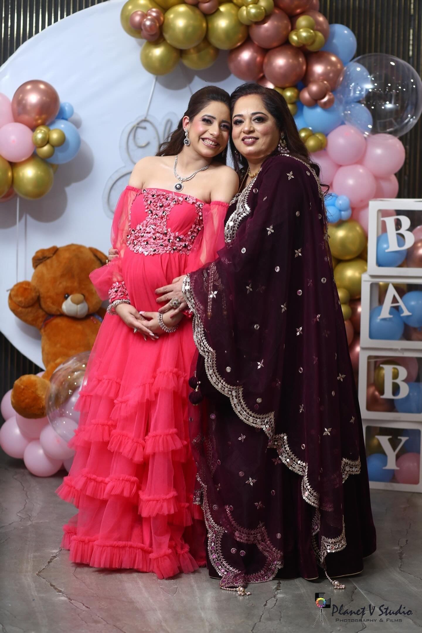 Wine Embroidered Velvet Anarkali with Potli