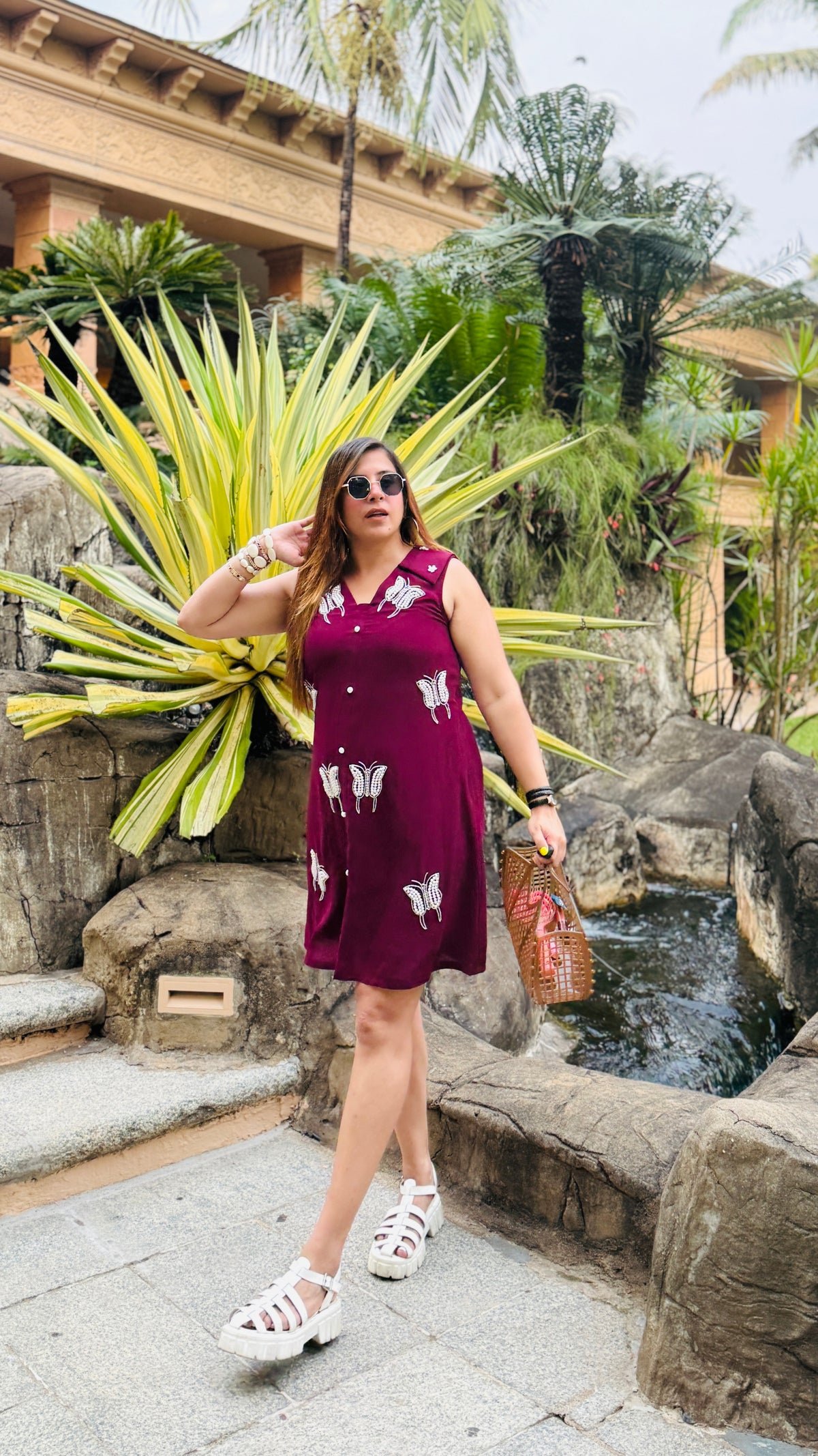Wine Cute Cut Dress