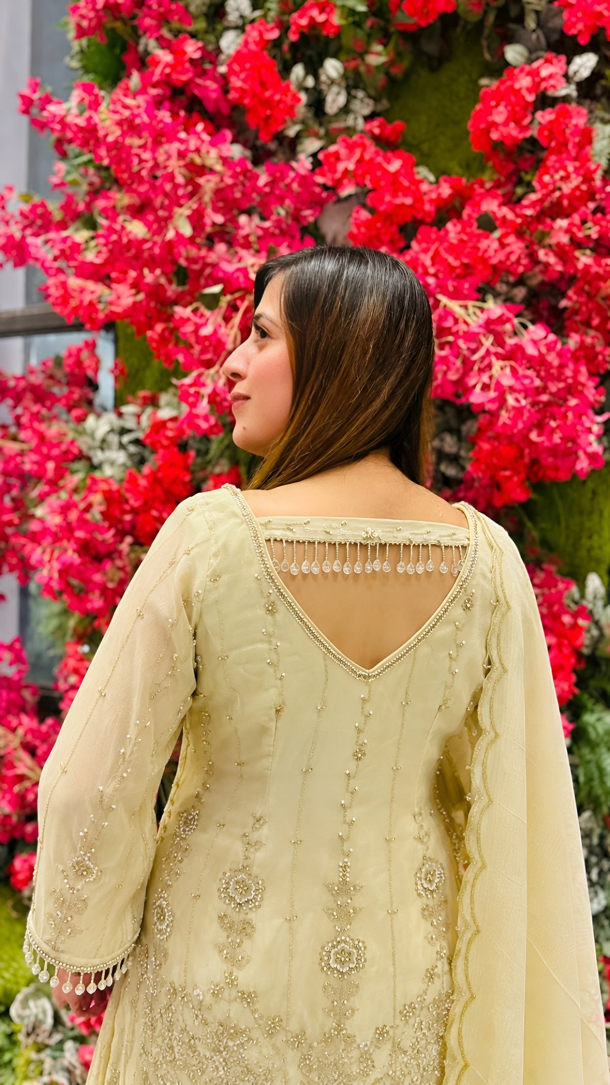 Noor Cascade Lemon Yellow Sharara Set