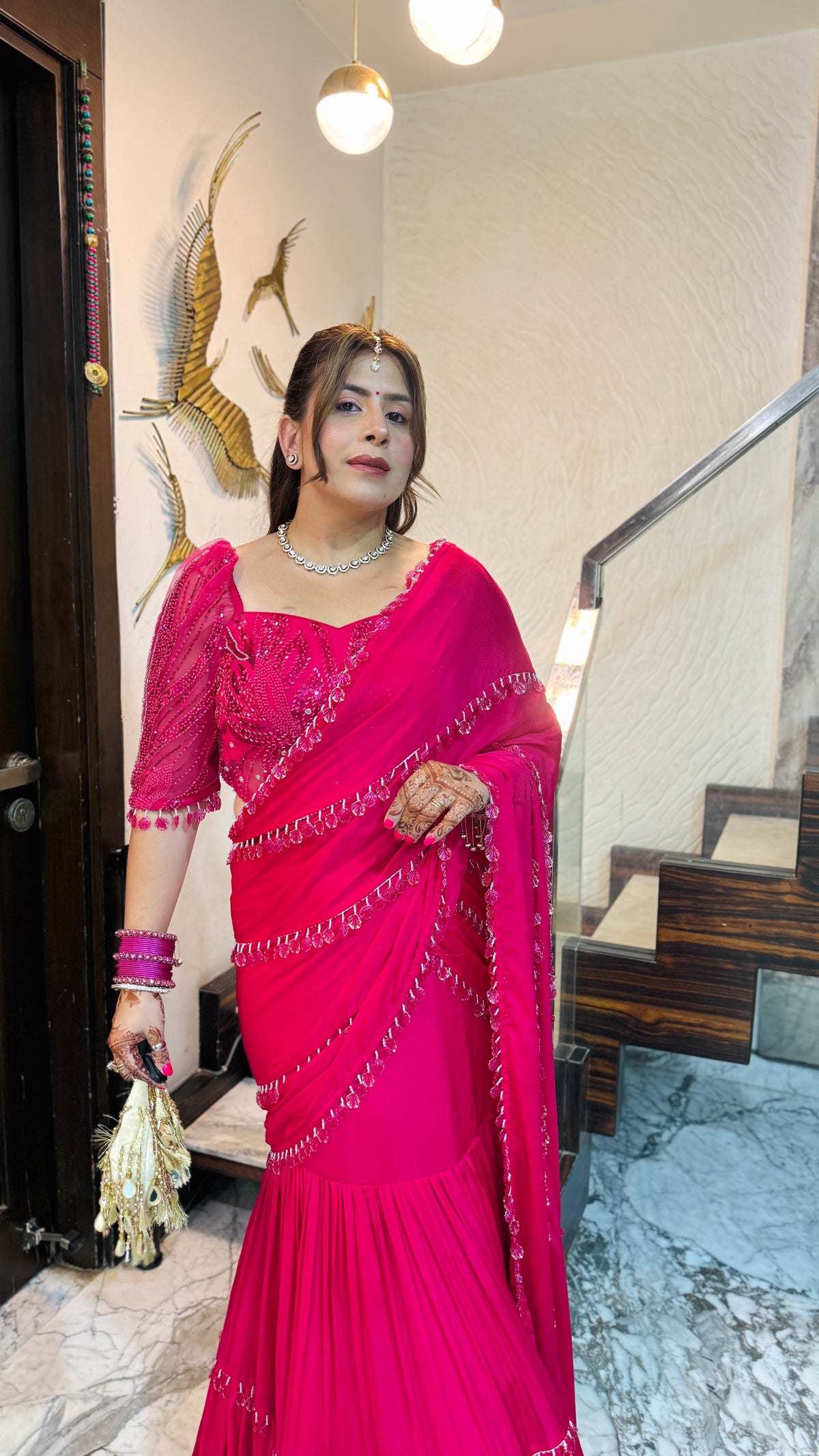 Chand Mera Pink Saree