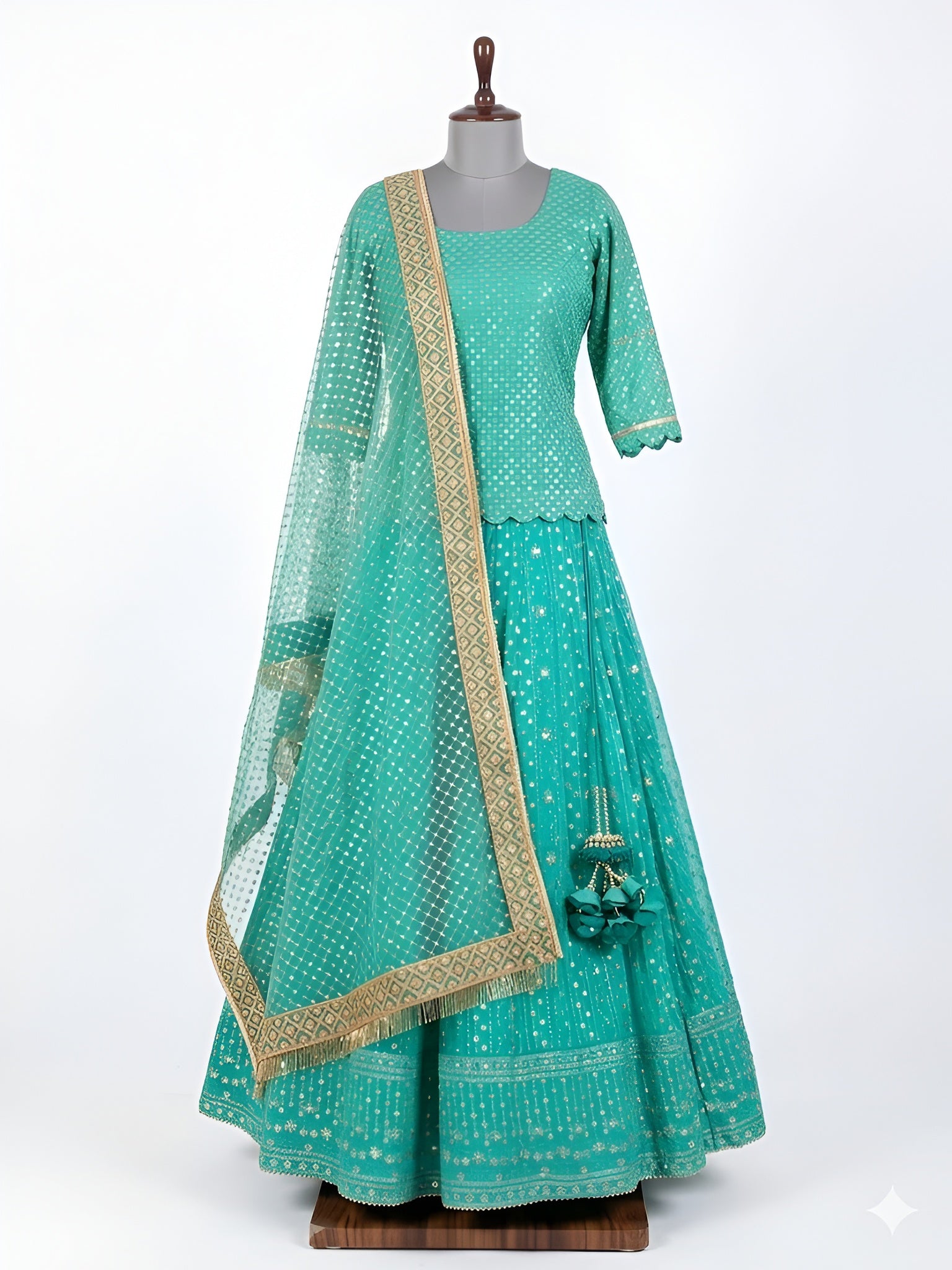 Teal Green Lehenga