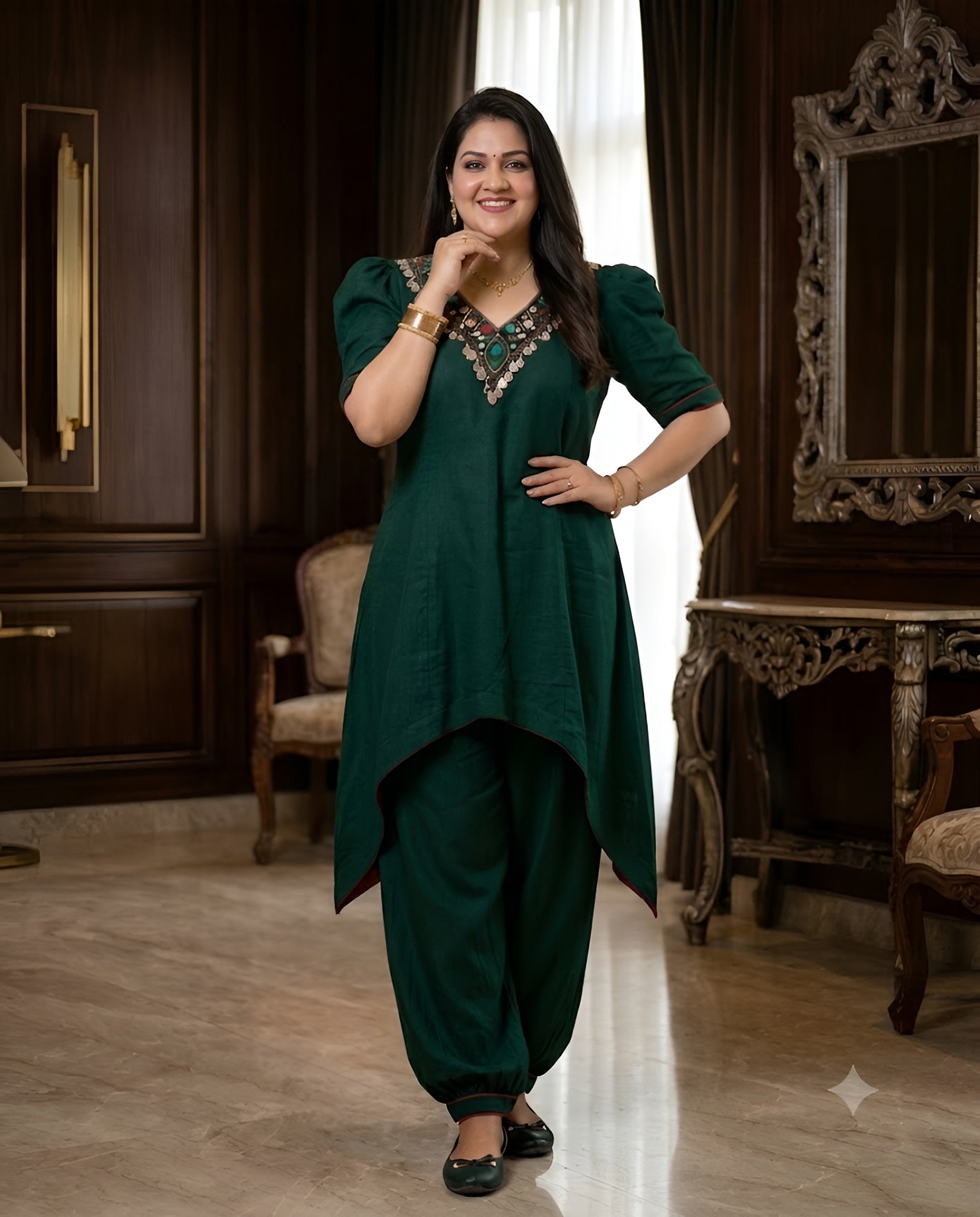 Regal Teal Upada Silk Salwar Set