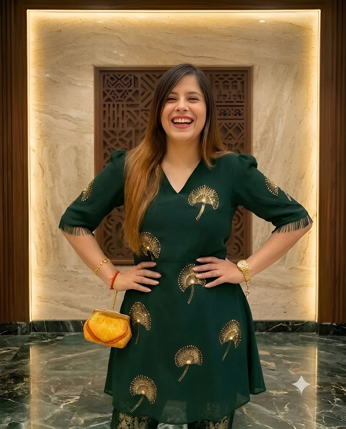 Green Embroidered Suit