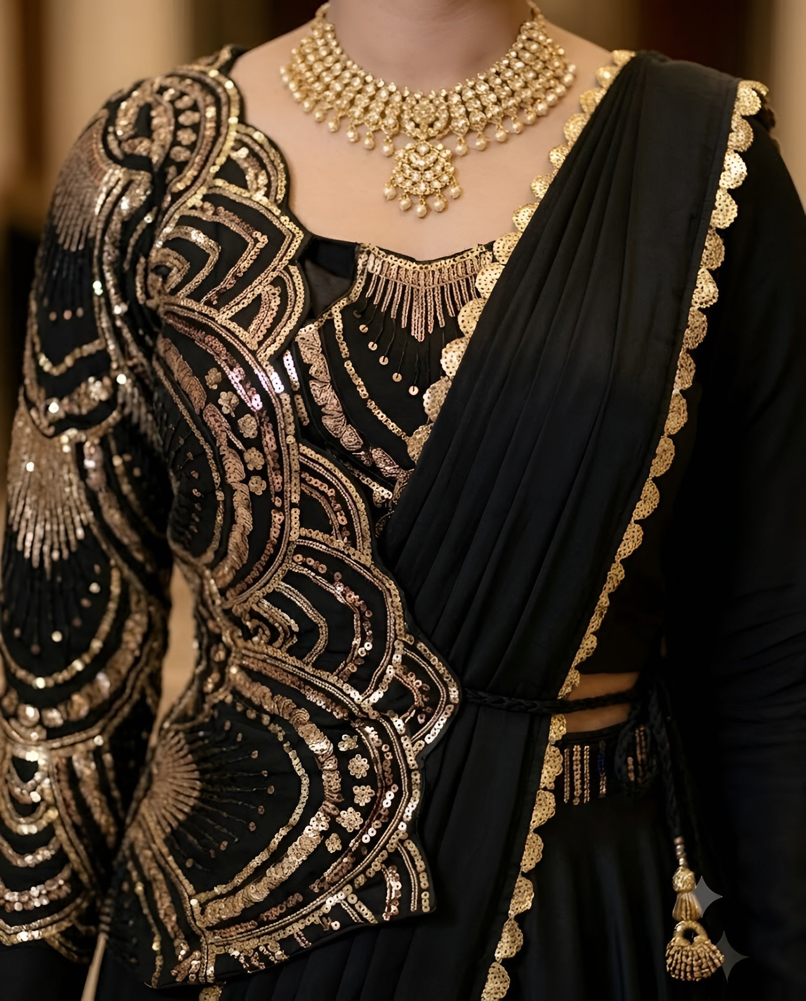 Black Jacket Saree