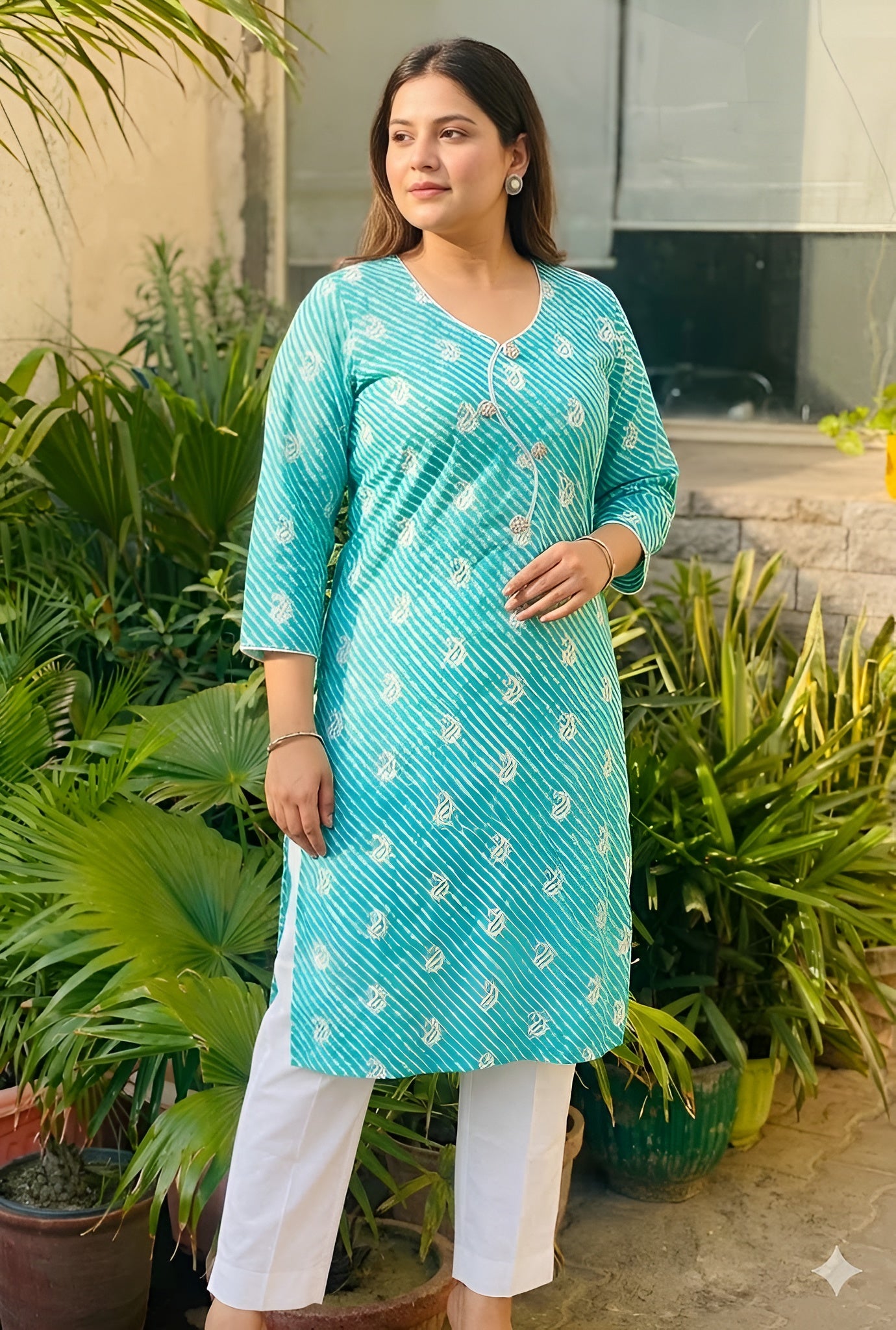 Mint Leheriya Kurti