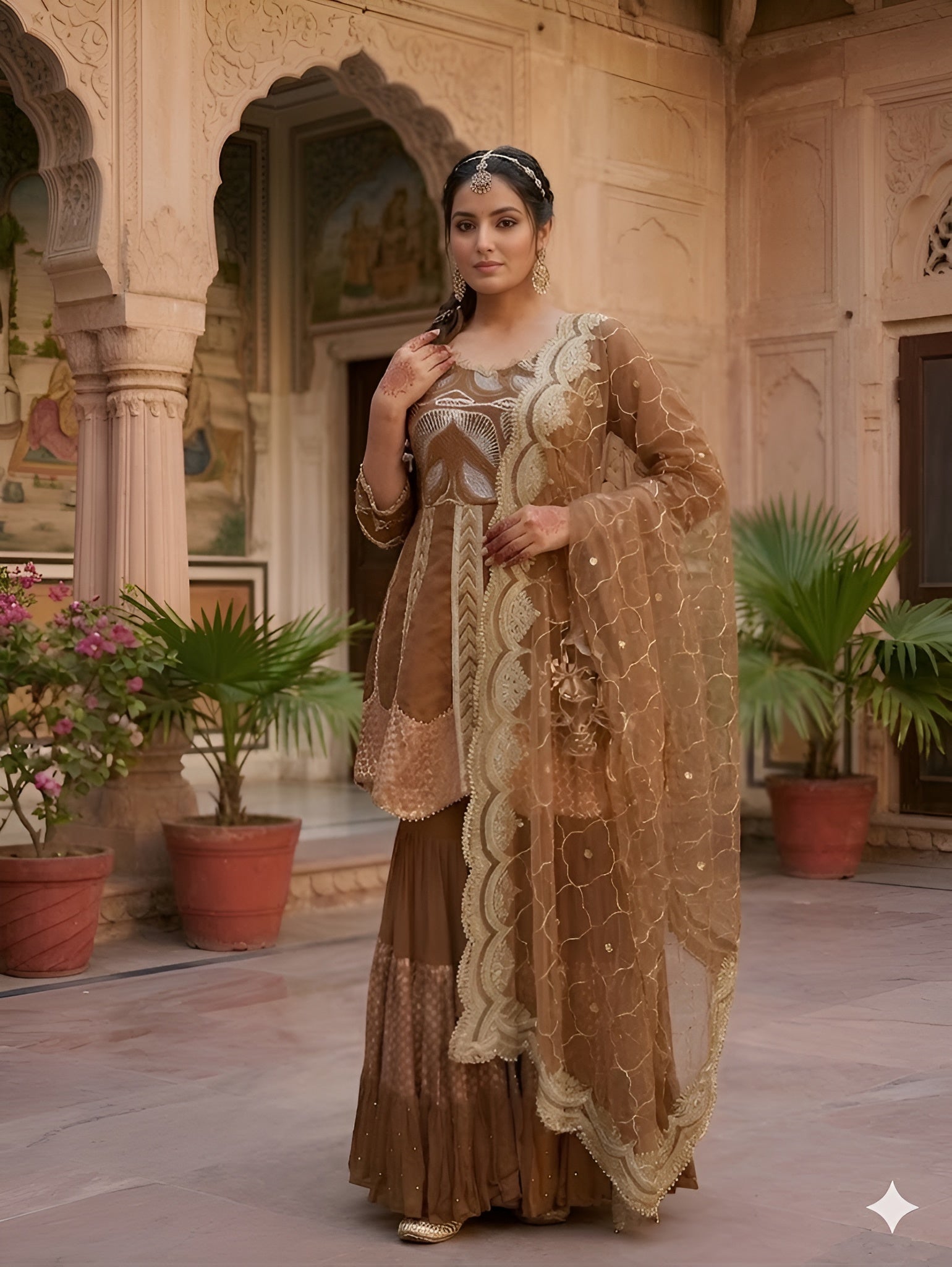 Luxurious Brown Garara Suit