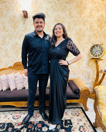 Black Designer Sequin Drape