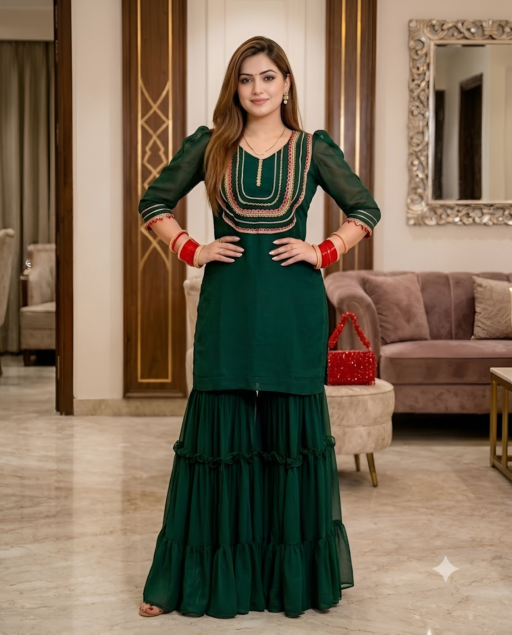 Green Garara Suit