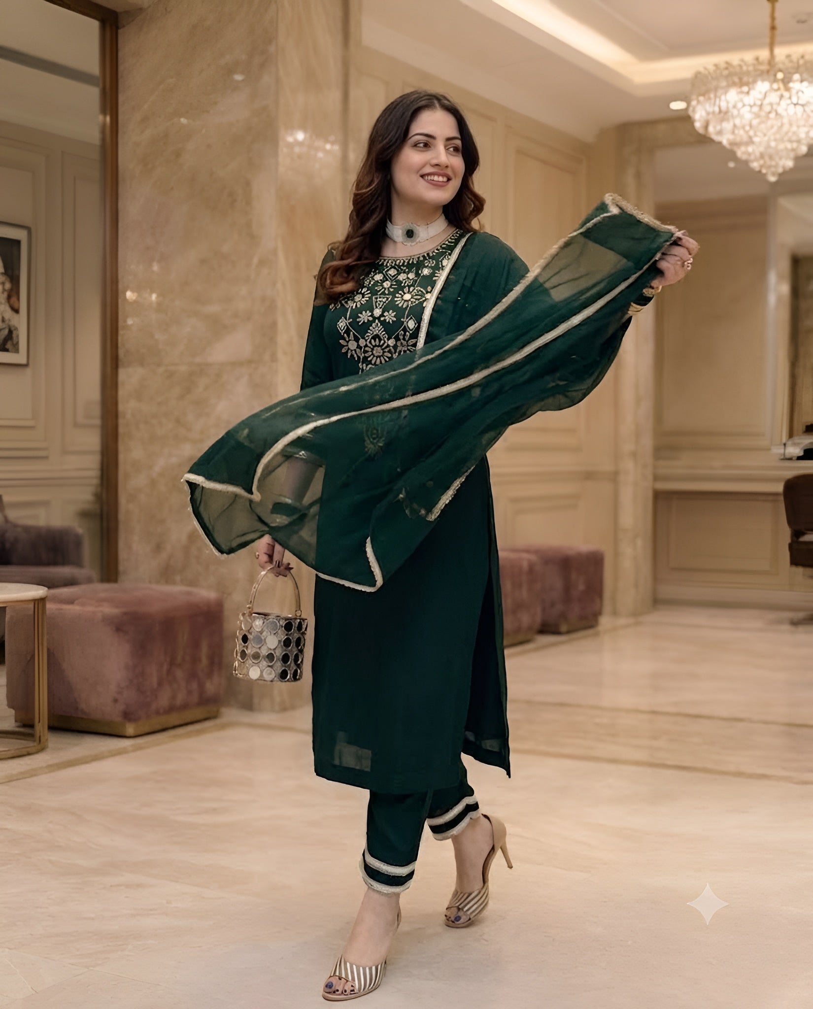 Green Emerald  Mirror Suit