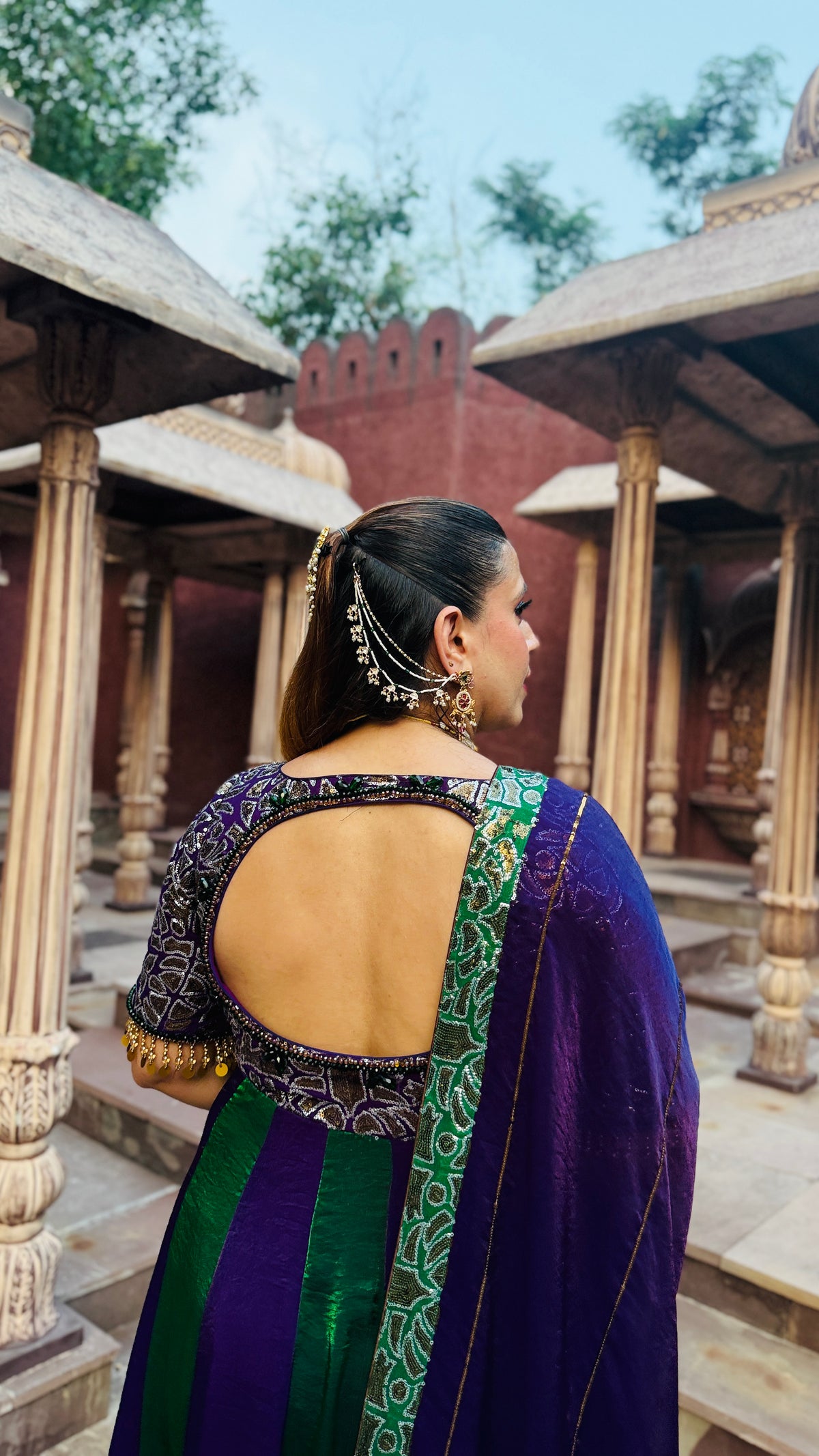 Emerald Nocturne Sequinned Anarkali Set
