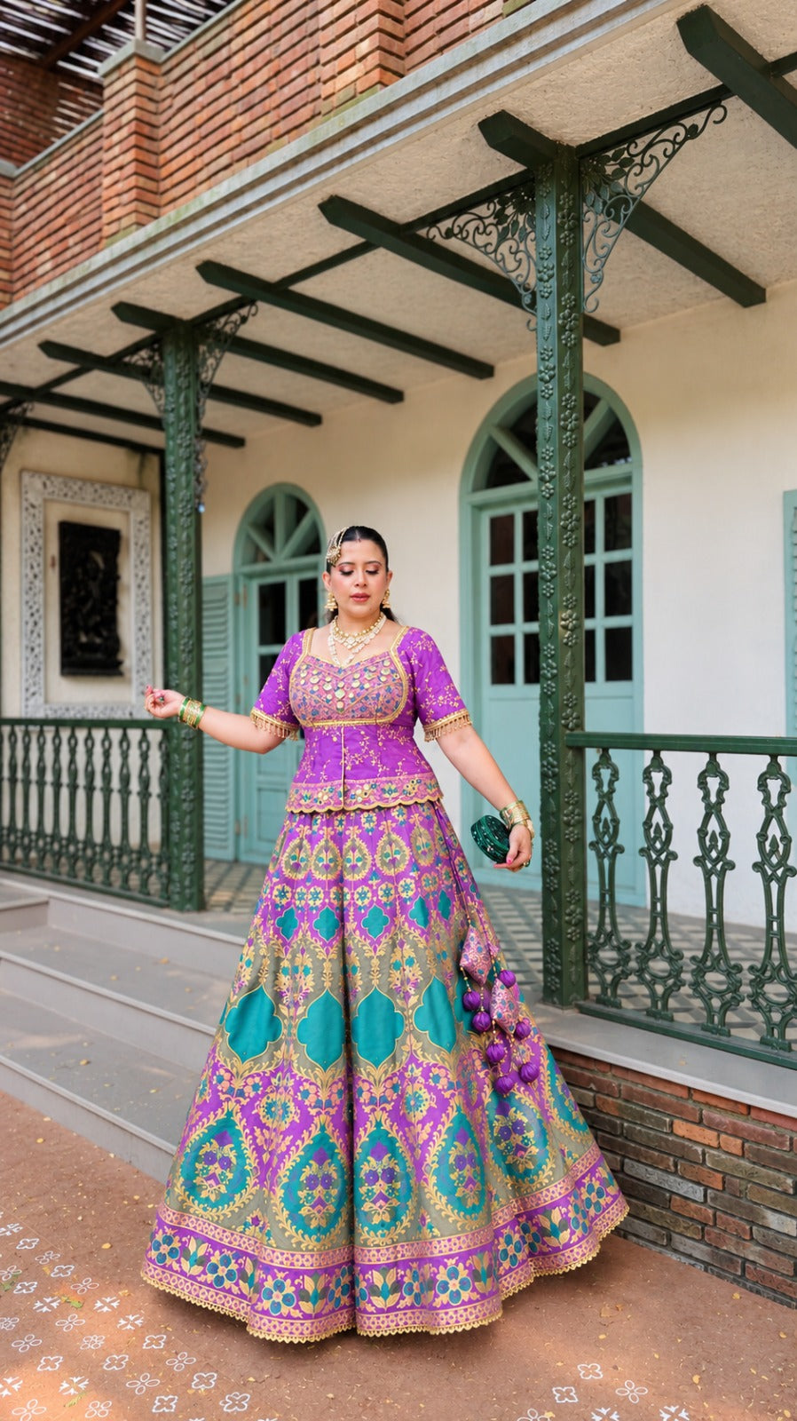 Rajwada Mosaic Purple Lehenga Set