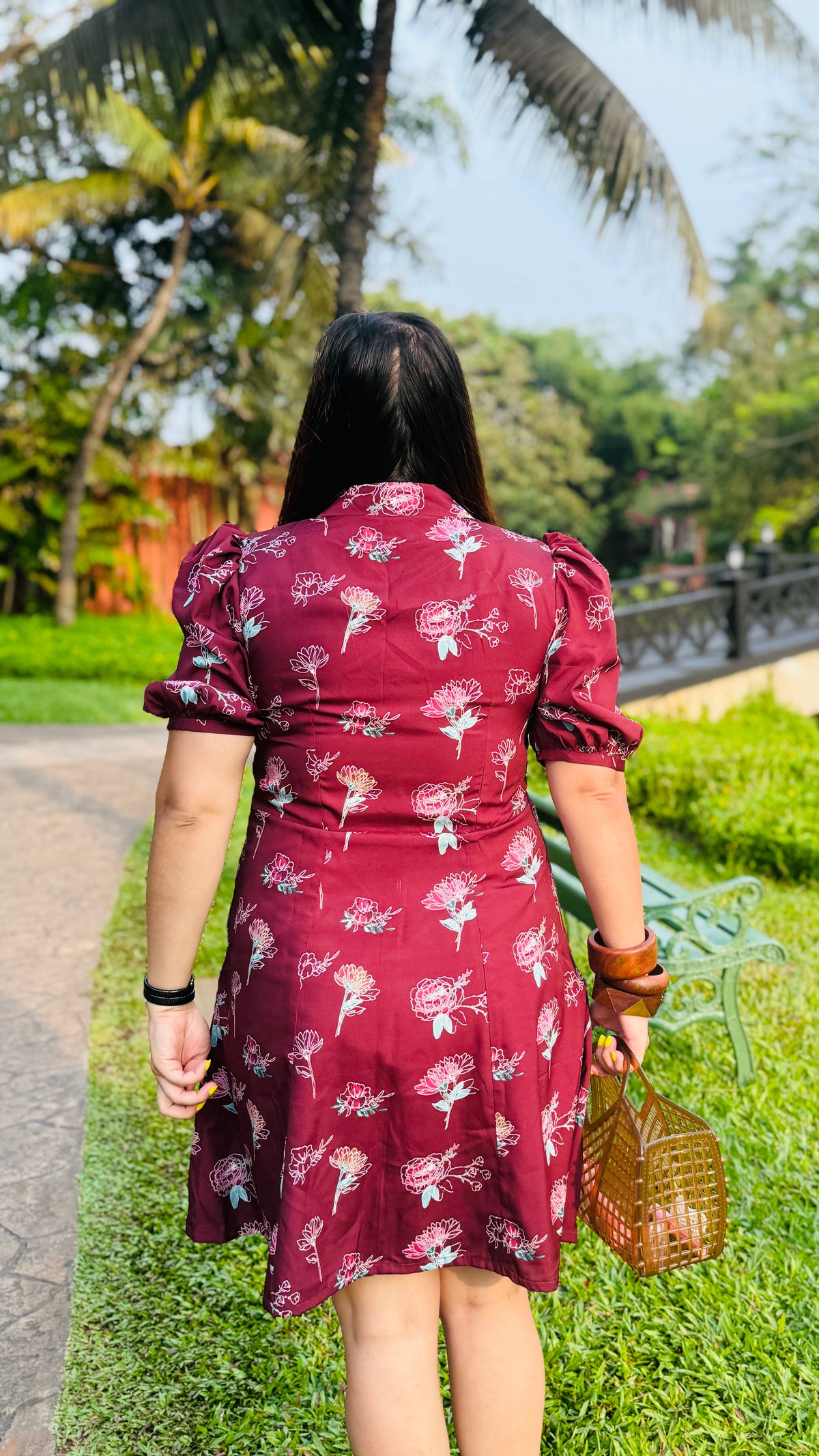 Wine Cute Cut Dress
