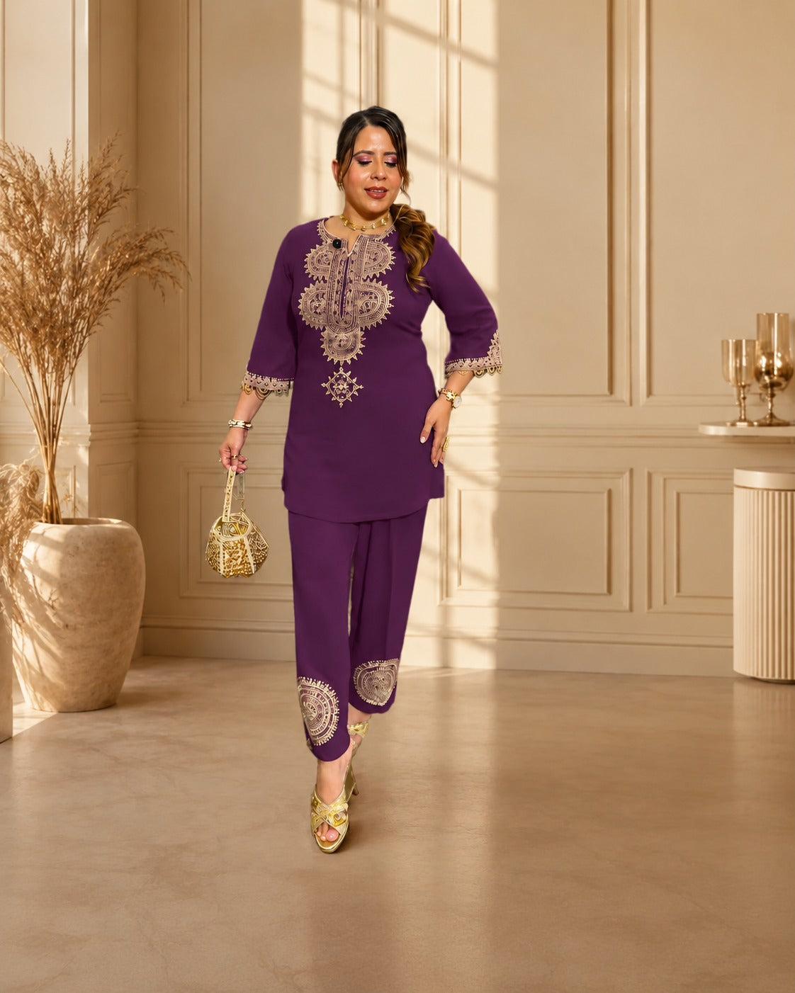 Amethyst Mandala Embroidered Co-Ord Set